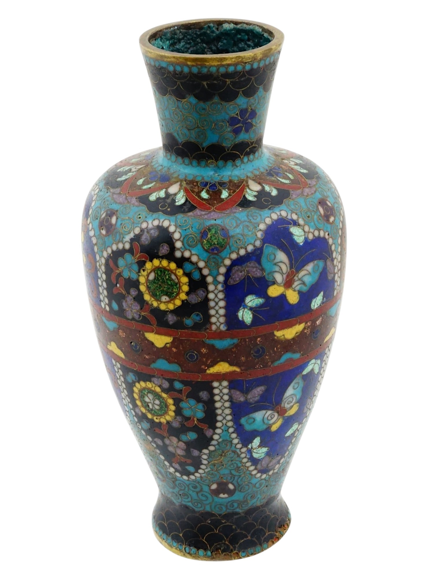 ANTIQUE JAPANESE MEIJI CLOISONNE ENAMEL BALUSTER VASE (1 of 7)