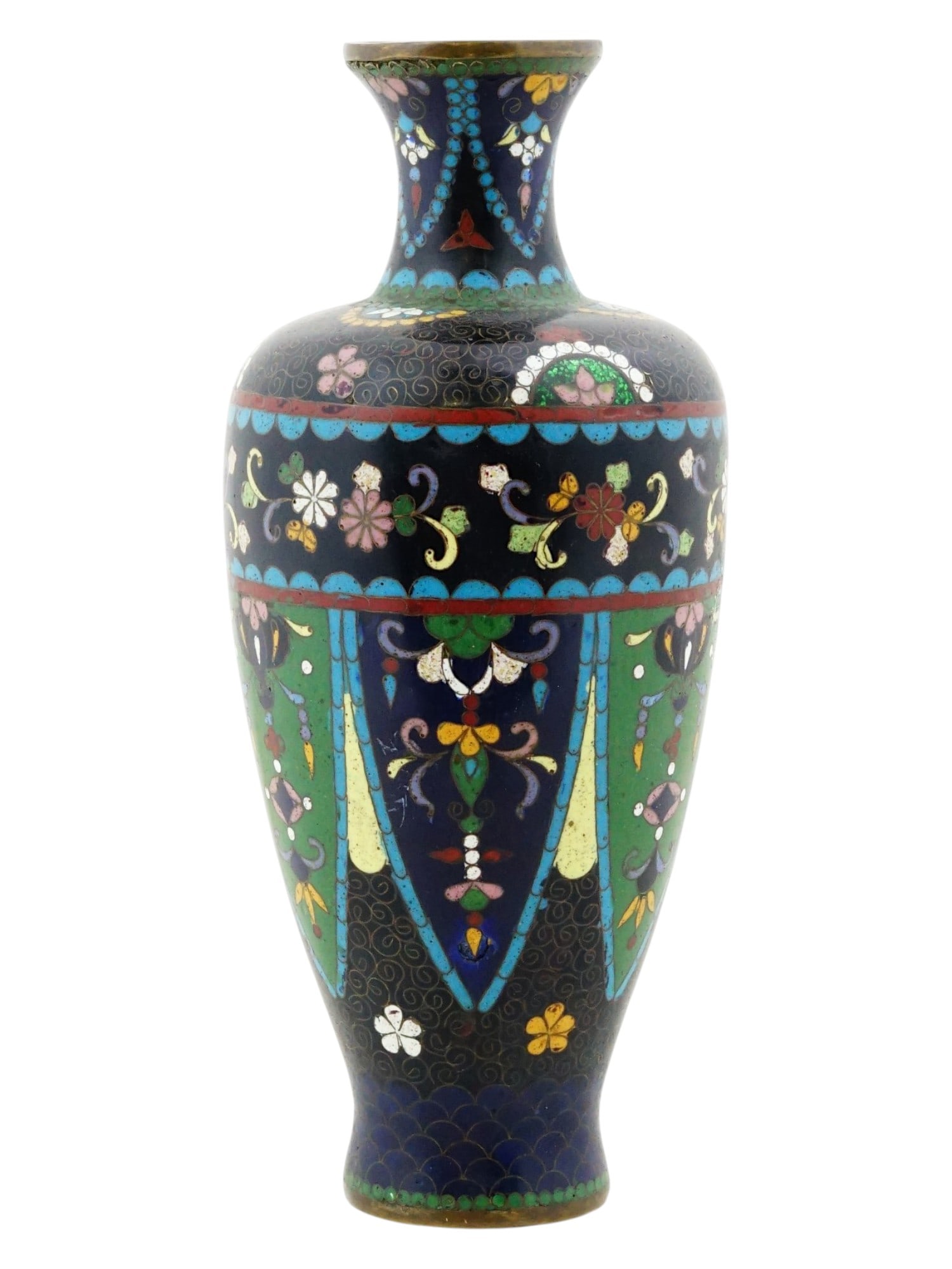 ANTIQUE JAPANESE MEIJI PERIOD CLOISONNE ENAMEL VASE (1 of 8)