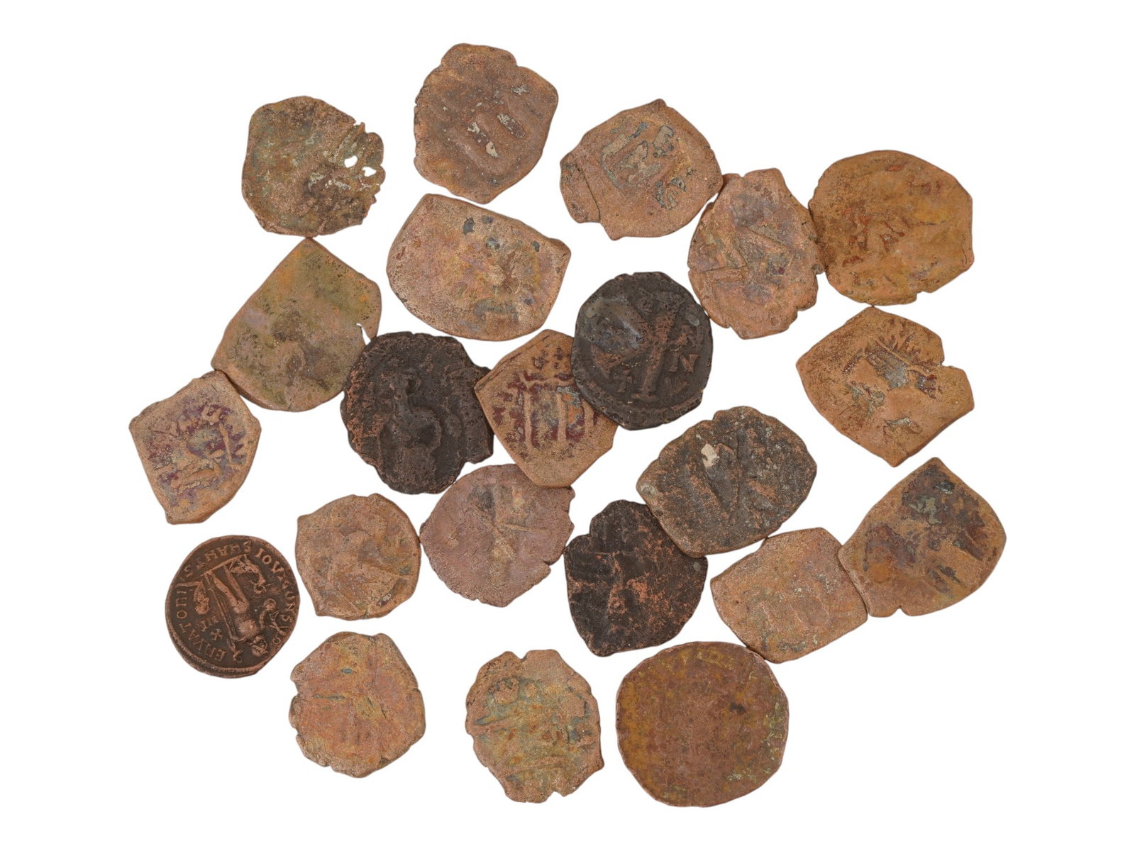 LOT OF ANCIENT BYZANTINE BRONZE COINS 400 TO 700 AD (1 of 4)