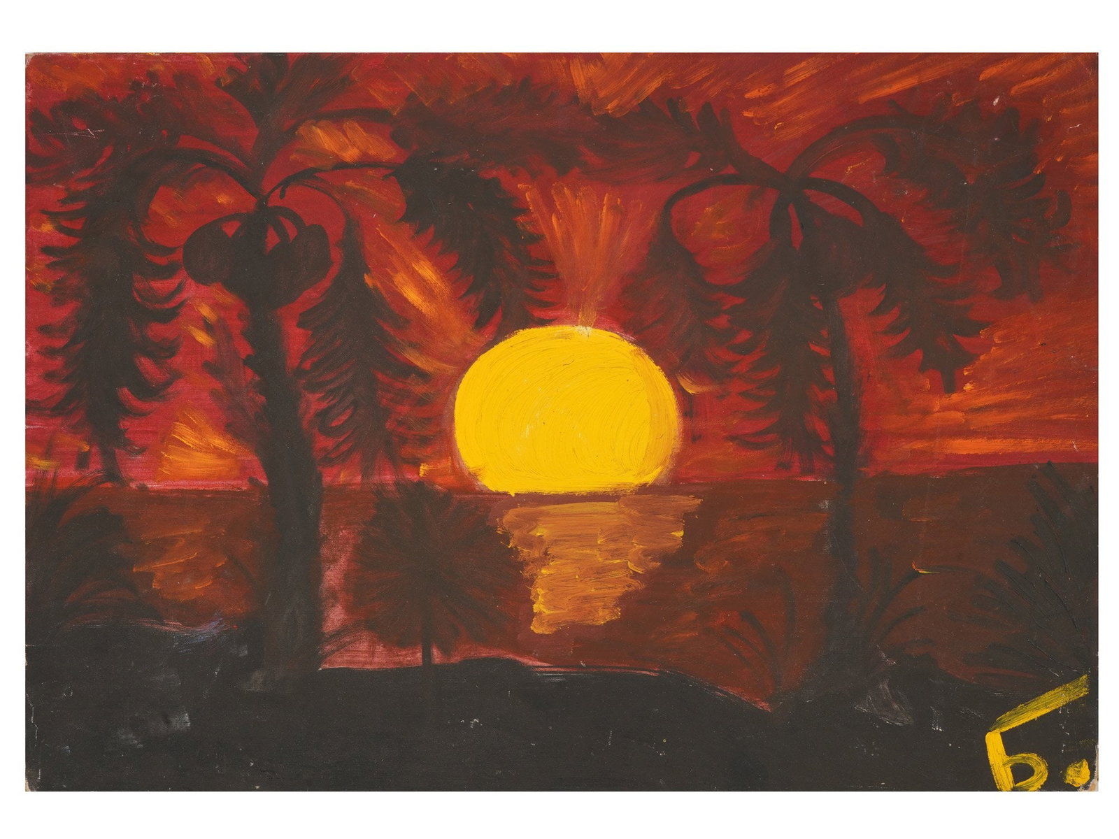 ANASTASIA BOLCHAKOVA FRENCH LANDSCAPE OIL PAINTING: Anastasia Bolchakova, Russian-French, born 1980, oil painting on canvasboard. Sunset landscape at the seaside. Titled Cannes. Undated. Signed lower right and on the backside. Unframed. Collectible Fin