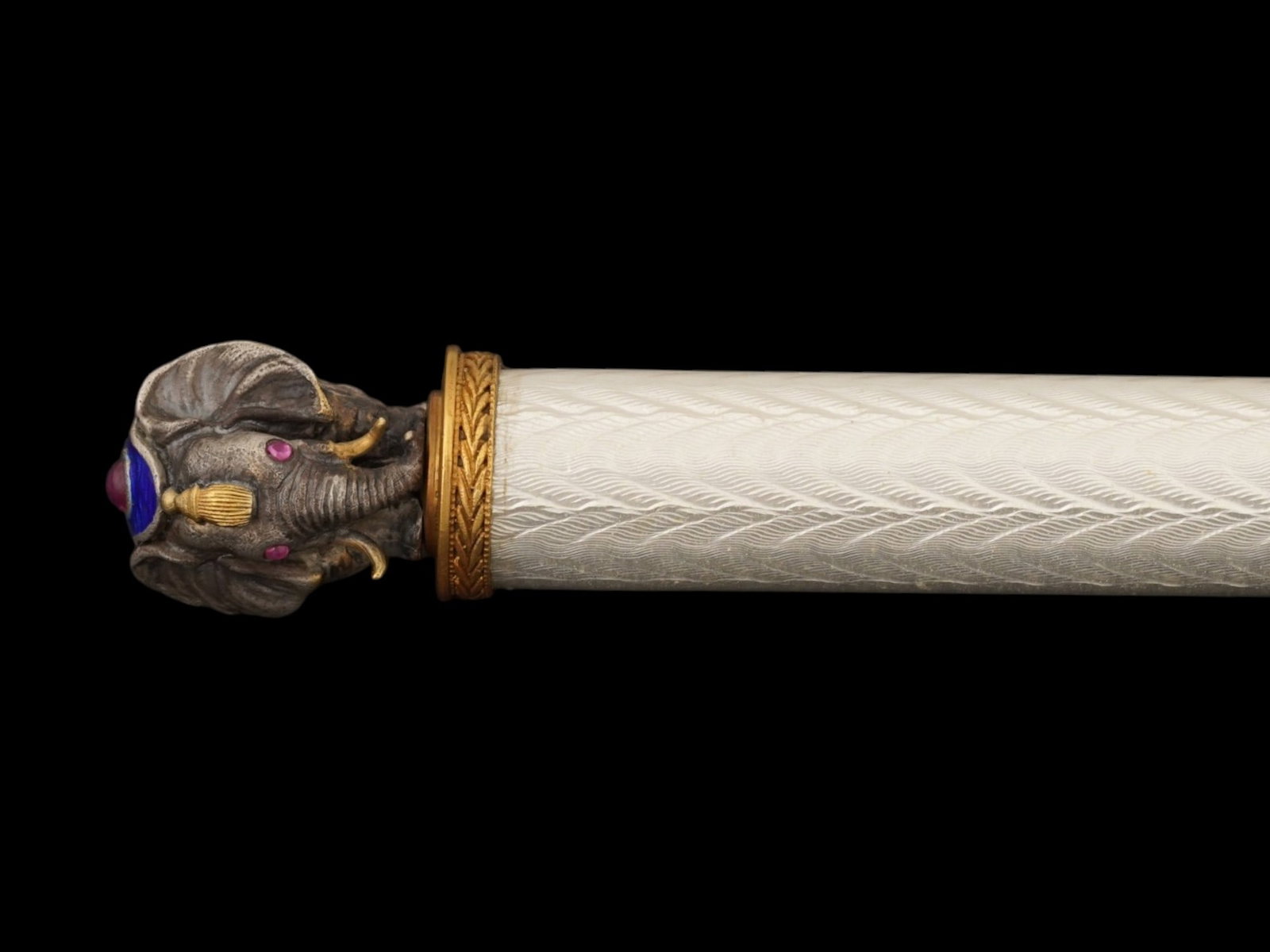 RUSSIAN SILVER ENAMEL NEPHRITE RUBY LETTER OPENER - 7