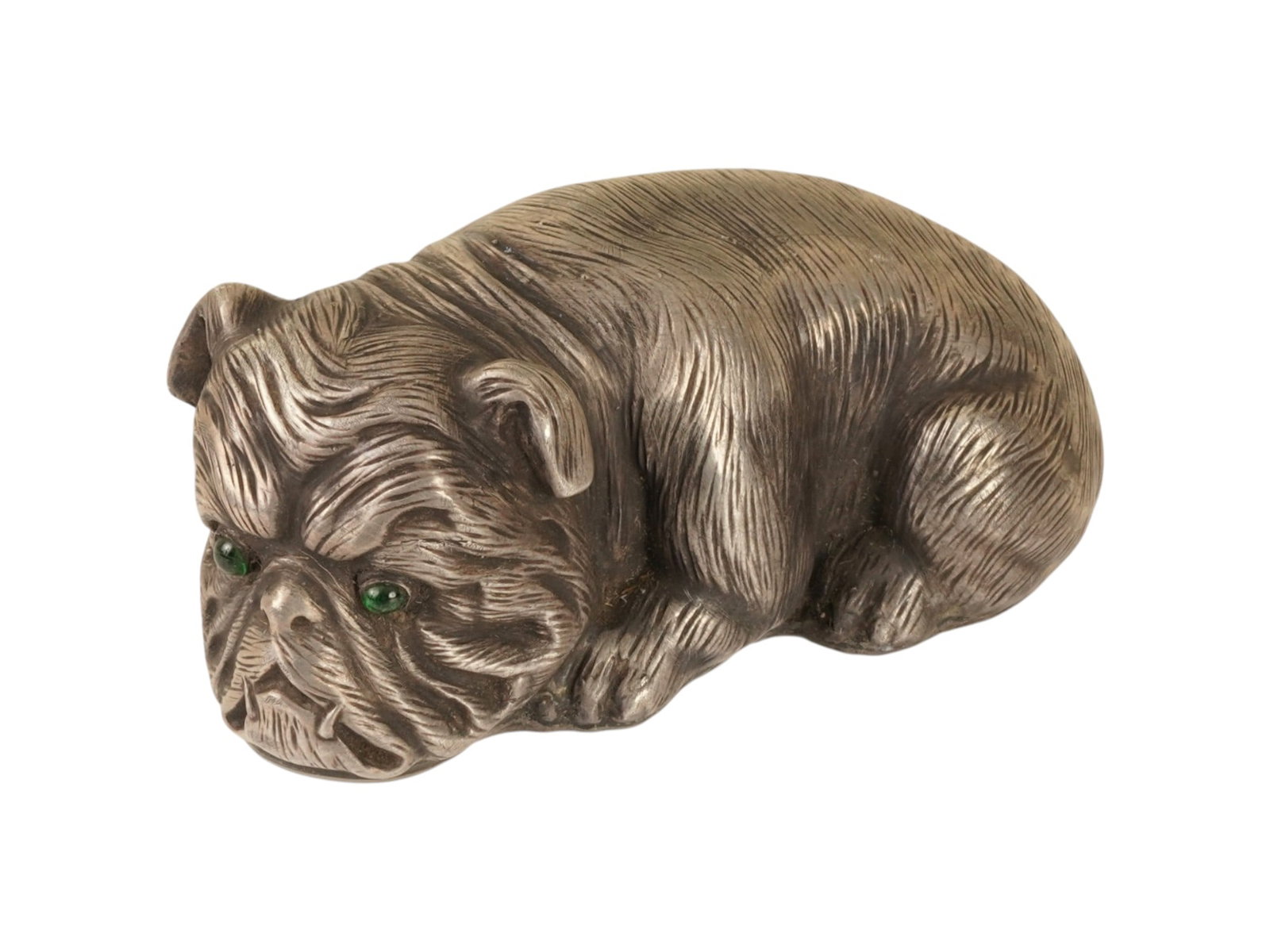 RUSSIAN 84 SILVER EMERALD BABY BULLDOG FIGURINE (1 of 8)