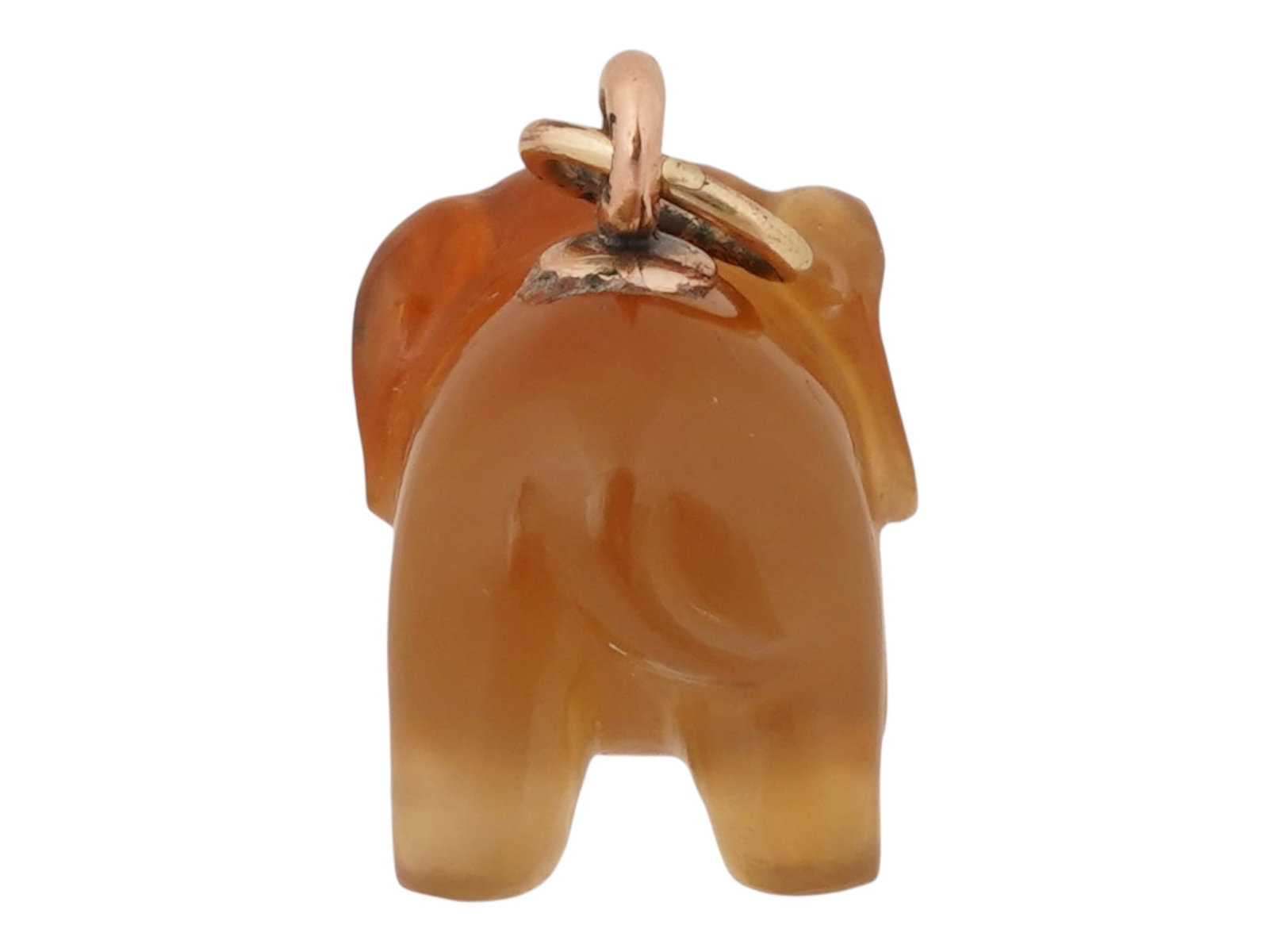 RUSSIAN 14K GOLD AGATE ELEPHANT EASTER EGG PENDANT W RUBY - 5
