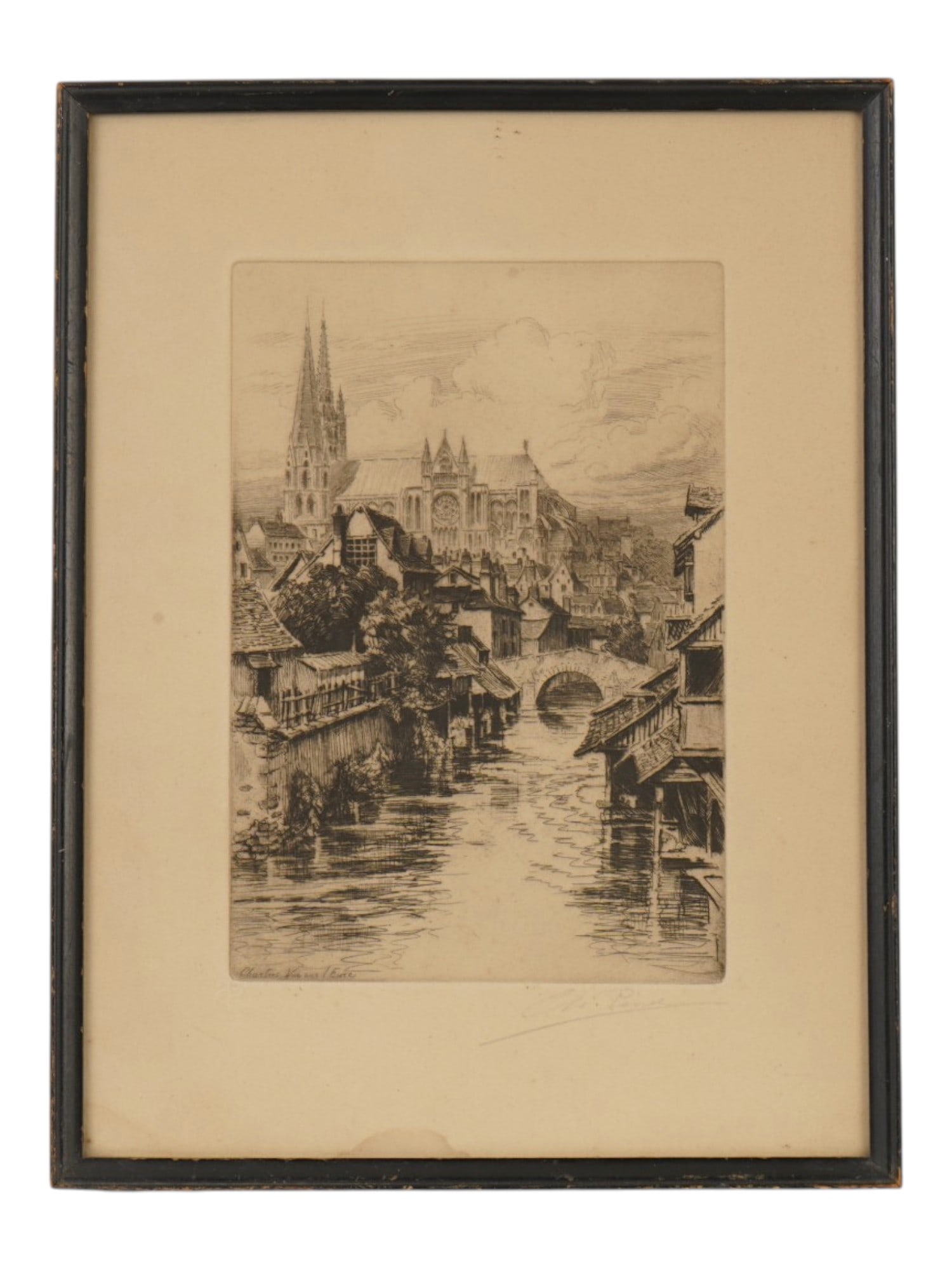 ANTIQUE FRENCH ETCHING BY CHARLES PINET (1 of 6)