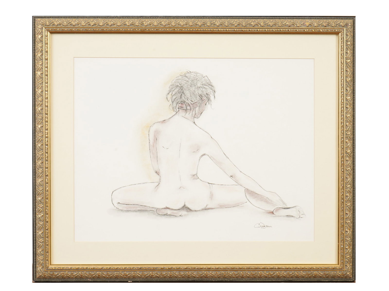 CANADIAN MIXED MEDIA PAINTING SIGNED CAROLE DESJEAN W COA: A Canadian mixed media painting signed Carole Desjean, is part of the Body and Soul collection, specifically designated as number seven in the series. The composition features a delicate figurative st