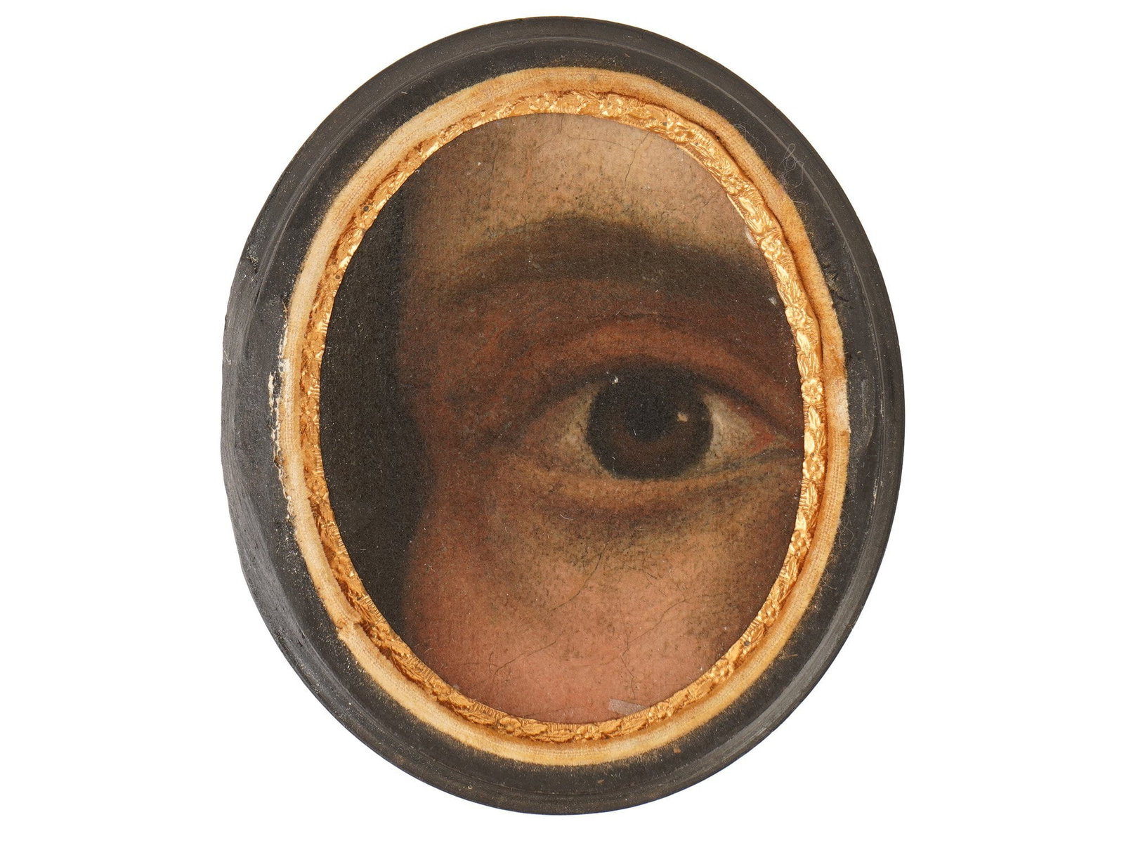 ANTIQUE LOVERS EYE MINIATURE PORTRAIT PAINTING (1 of 4)