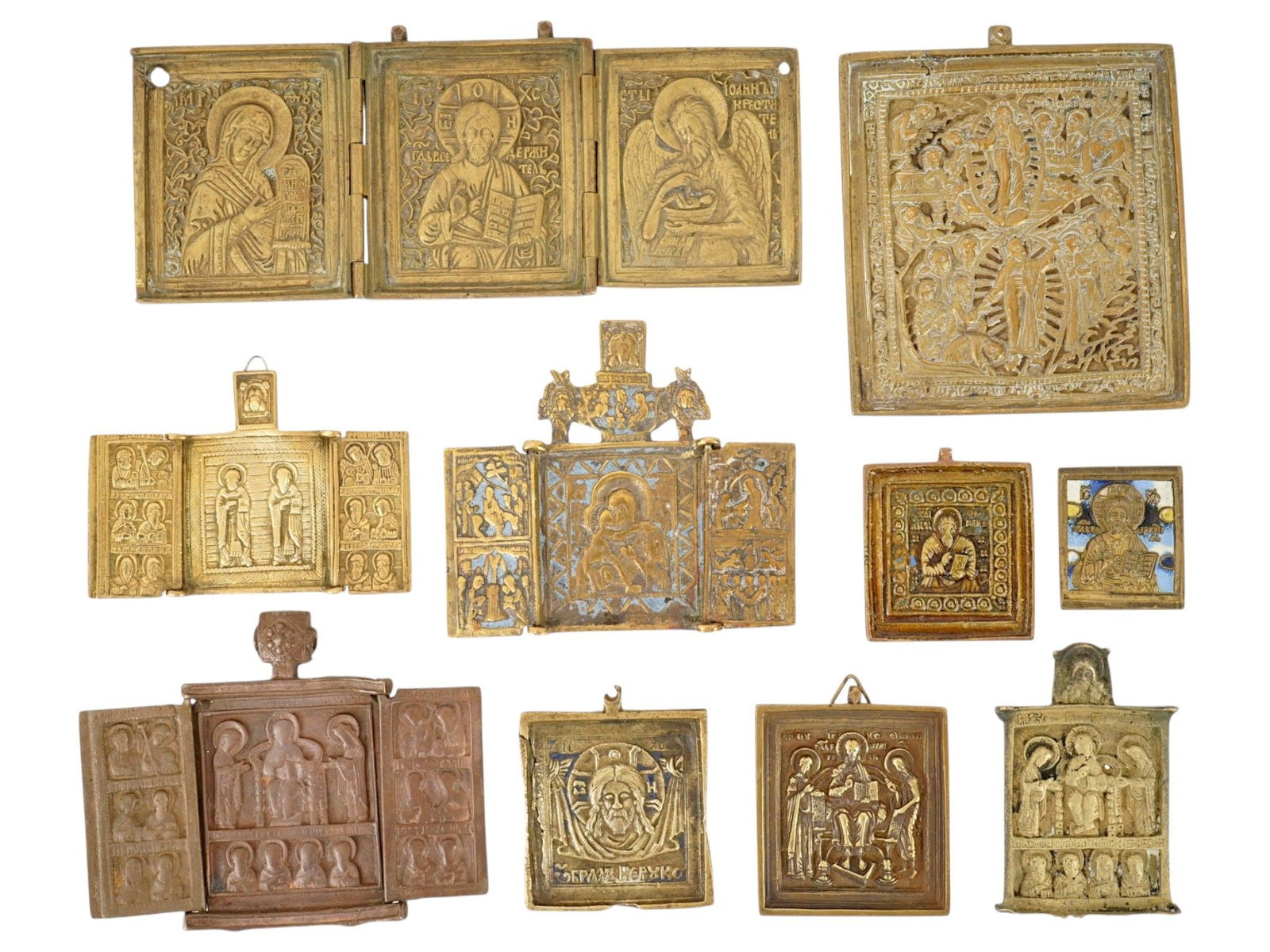 COLLECTION OF RUSSIAN ORTHODOX RELIGIOUS BRONZE ICONS (1 of 8)