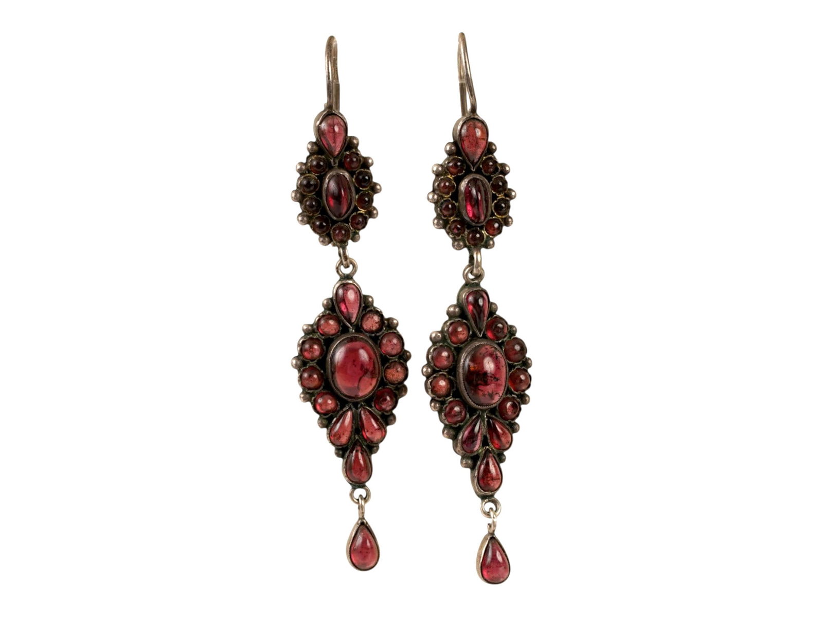 RUSSIAN SILVER EARRINGS WITH NATURAL RUBIES (1 of 5)