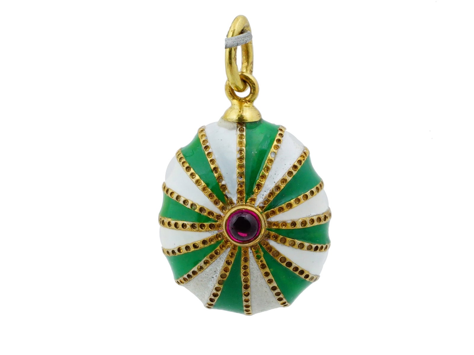 RUSSIAN SILVER ENAMEL GEMSTONE EASTER EGG PENDANT (1 of 7)
