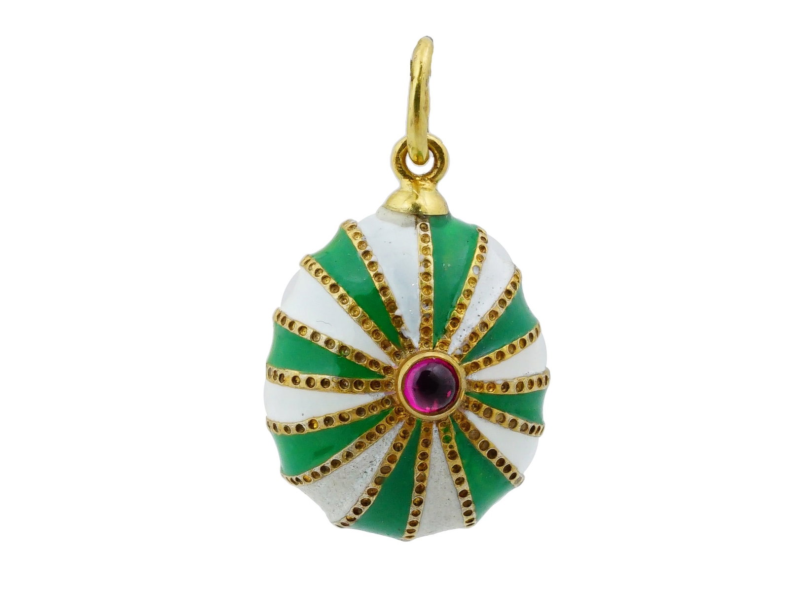 RUSSIAN SILVER ENAMEL GEMSTONE EASTER EGG PENDANT - 3