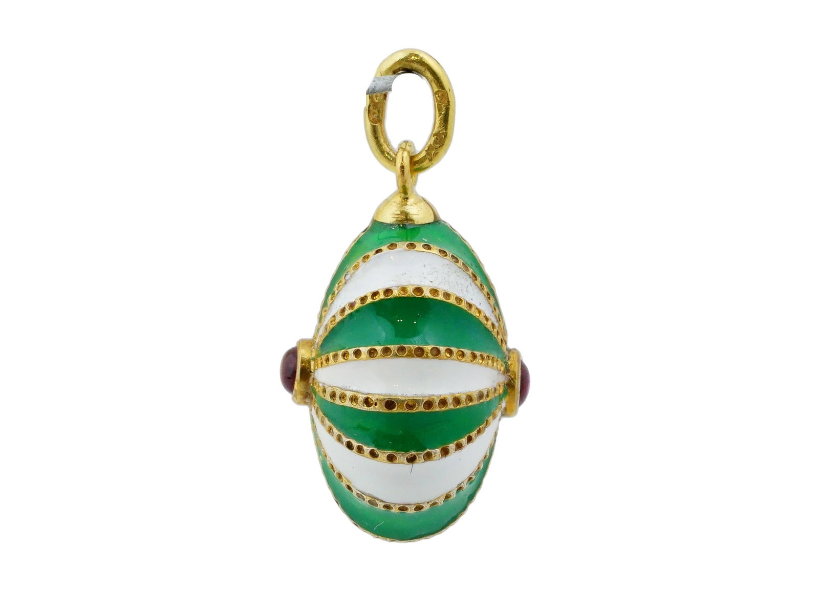 RUSSIAN SILVER ENAMEL GEMSTONE EASTER EGG PENDANT - 4