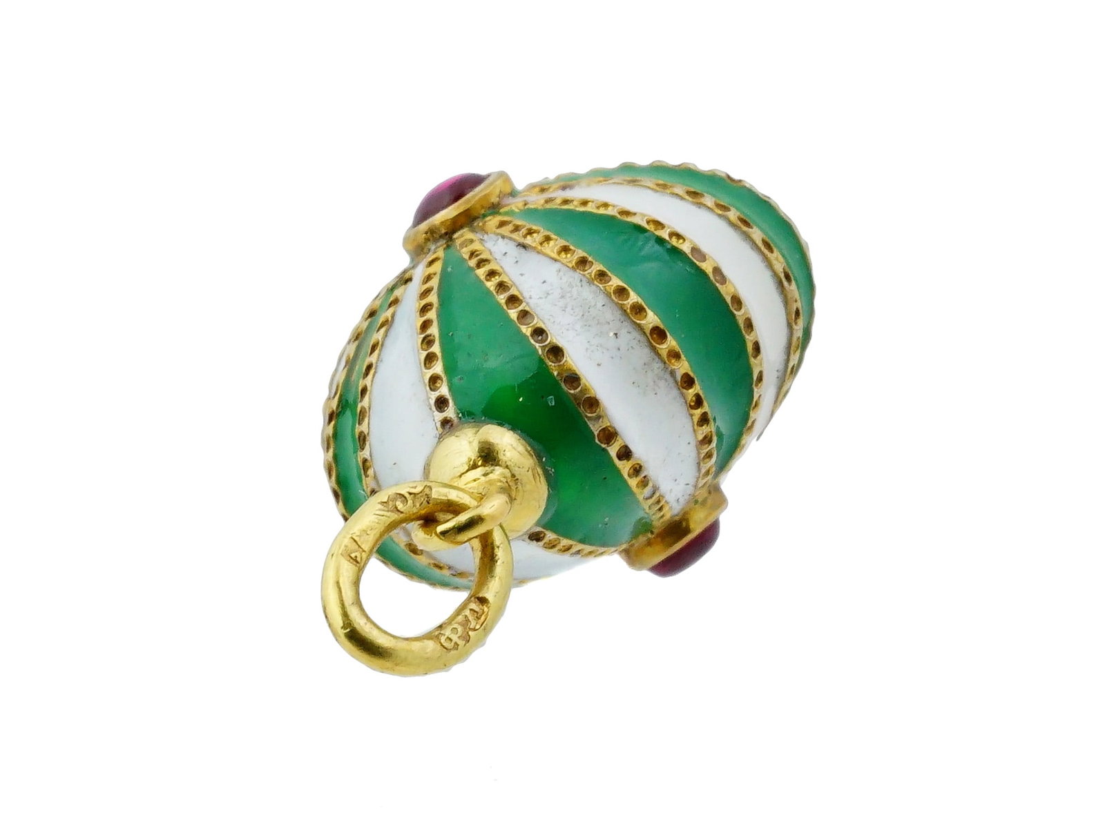 RUSSIAN SILVER ENAMEL GEMSTONE EASTER EGG PENDANT - 5
