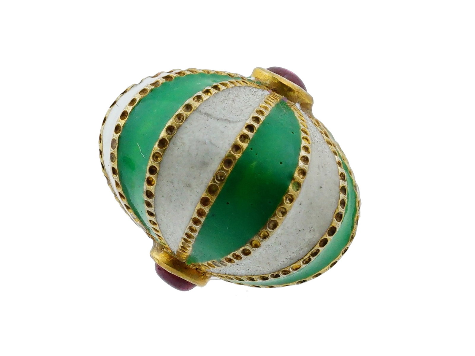 RUSSIAN SILVER ENAMEL GEMSTONE EASTER EGG PENDANT - 6