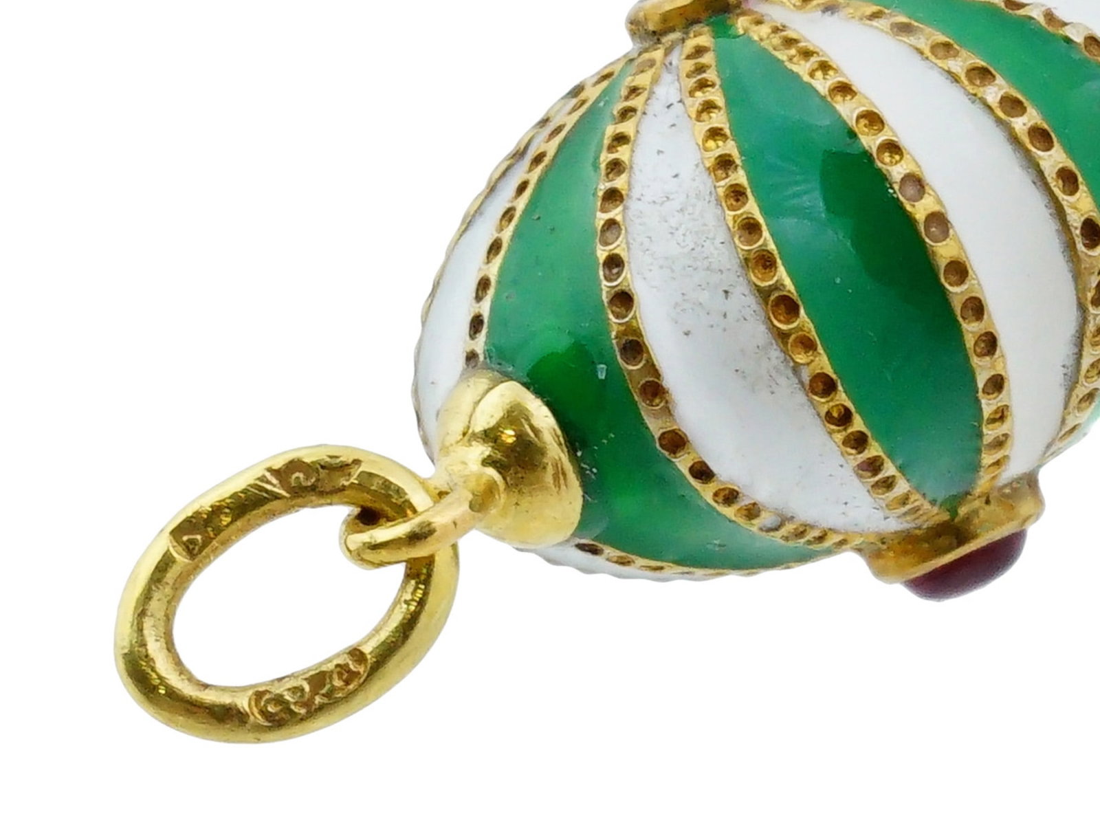 RUSSIAN SILVER ENAMEL GEMSTONE EASTER EGG PENDANT - 7