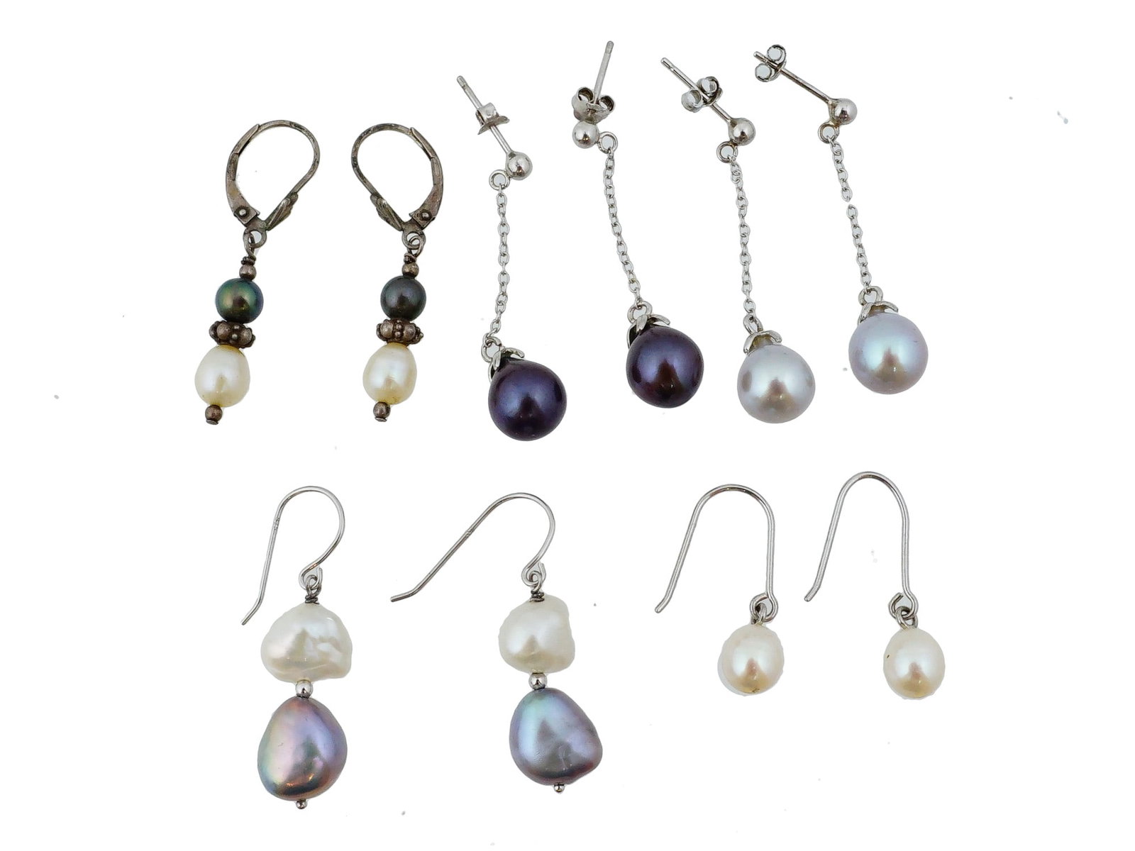 VINTAGE AND MODERN STERLING SILVER PEARL EARRINGS (1 of 6)