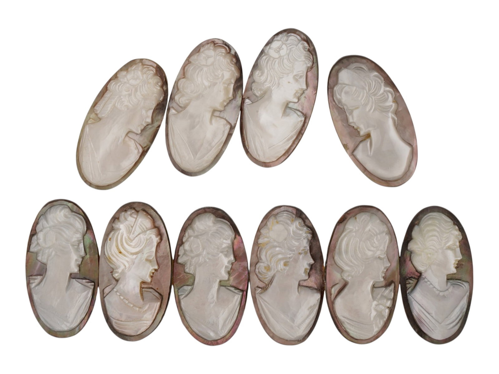 COLLECTION OF 10 VINTAGE MOTHER OF PEARL SHELL CAMEOS (1 of 3)