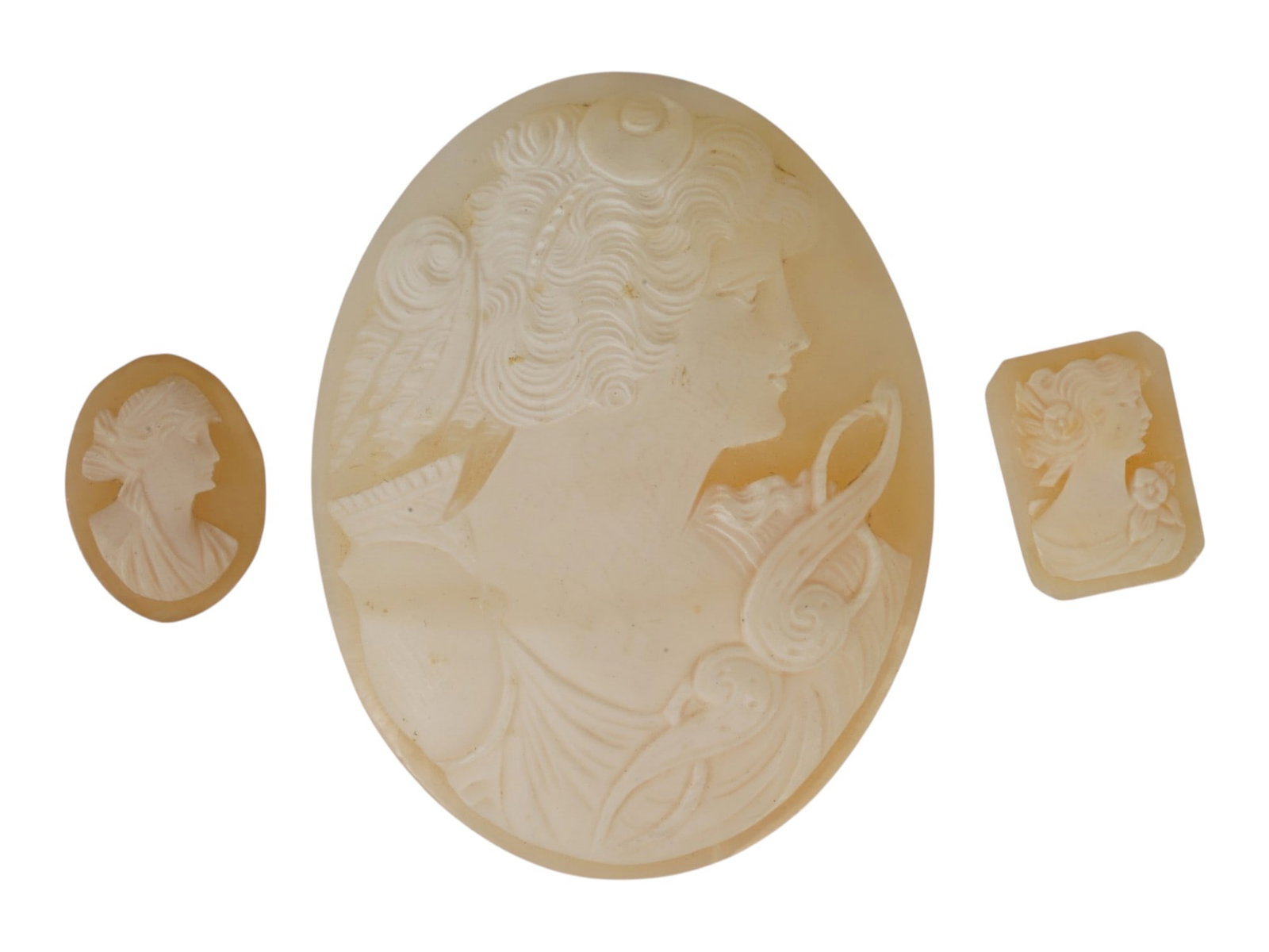 LOT OF FEMALE PORTRAIT CARVED SHELL CAMEOS (1 of 4)