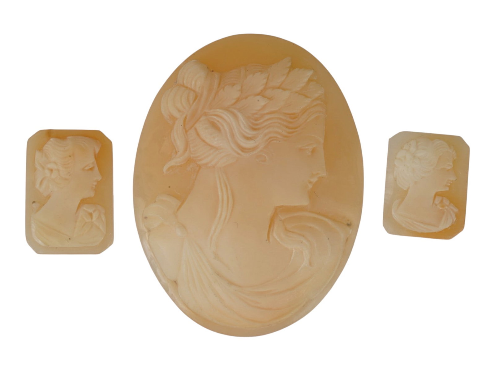 HAND CARVED CONCH SHELL FEMALE PORTRAIT CAMEOS (1 of 4)