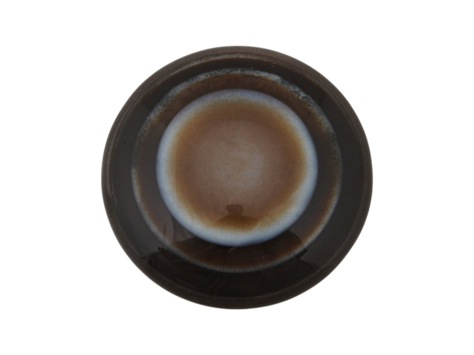 LARGE NATURAL BULLSEYE BANDED AGATE CABOCHON: A large natural bullseye banded agate cabochon. The polished gemstone displays a concentric eye pattern with alternating brown, white, and black bands. Natural Gemstones And Jewelry Collectibles. THIS
