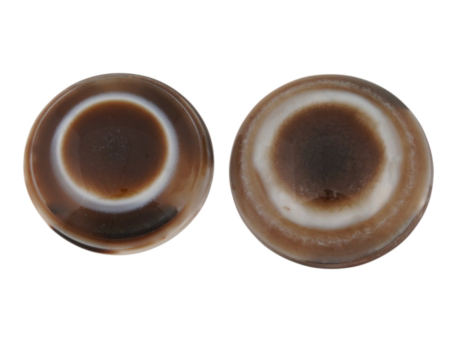 LOT OF TWO NATURAL BULLSEYE BANDED AGATE CABOCHONS (1 of 4)