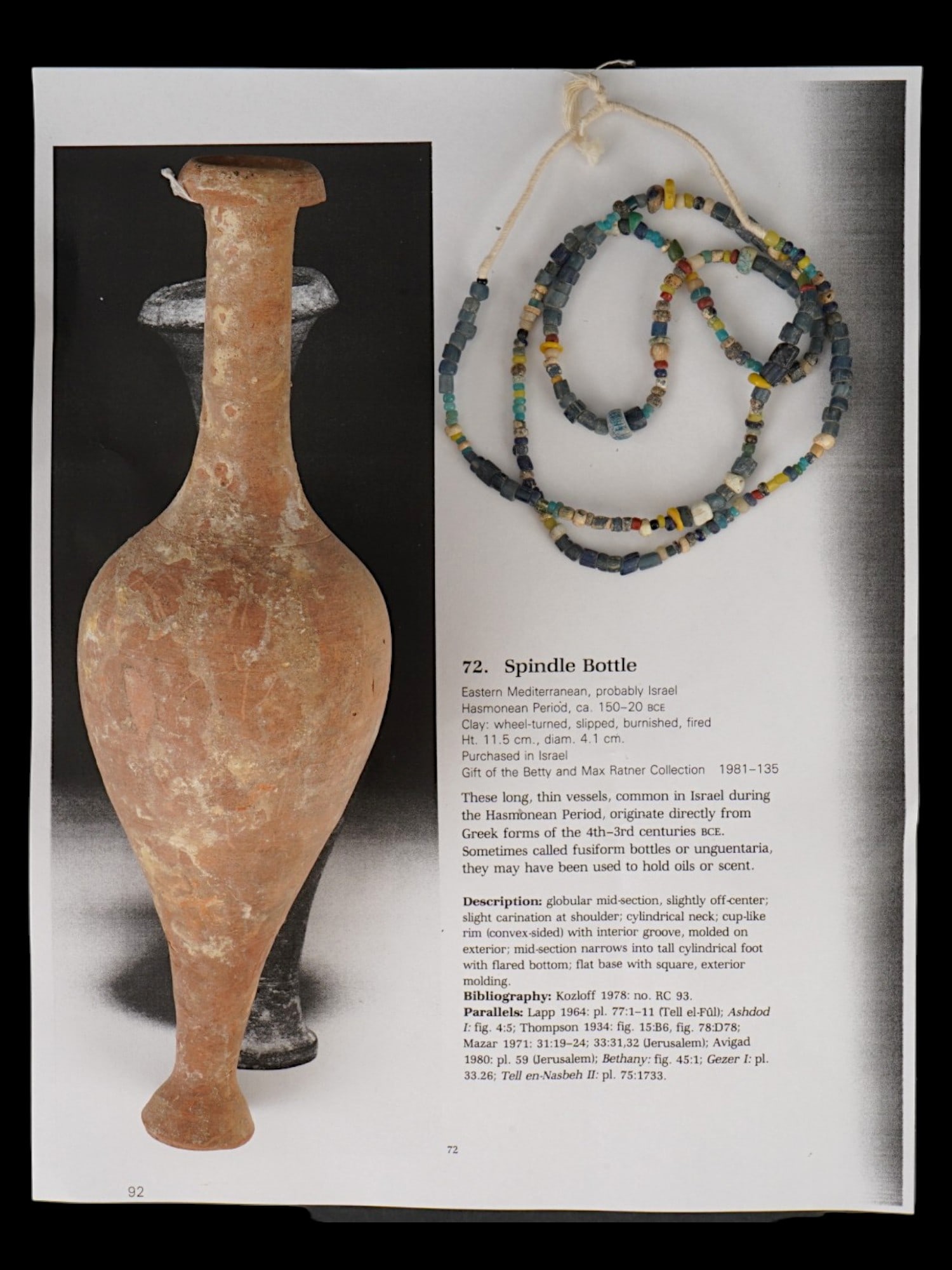 ANCIENT HELLENISTIC SPINDLE BOTTLE GLASS BEAD NECKLACE (1 of 7)