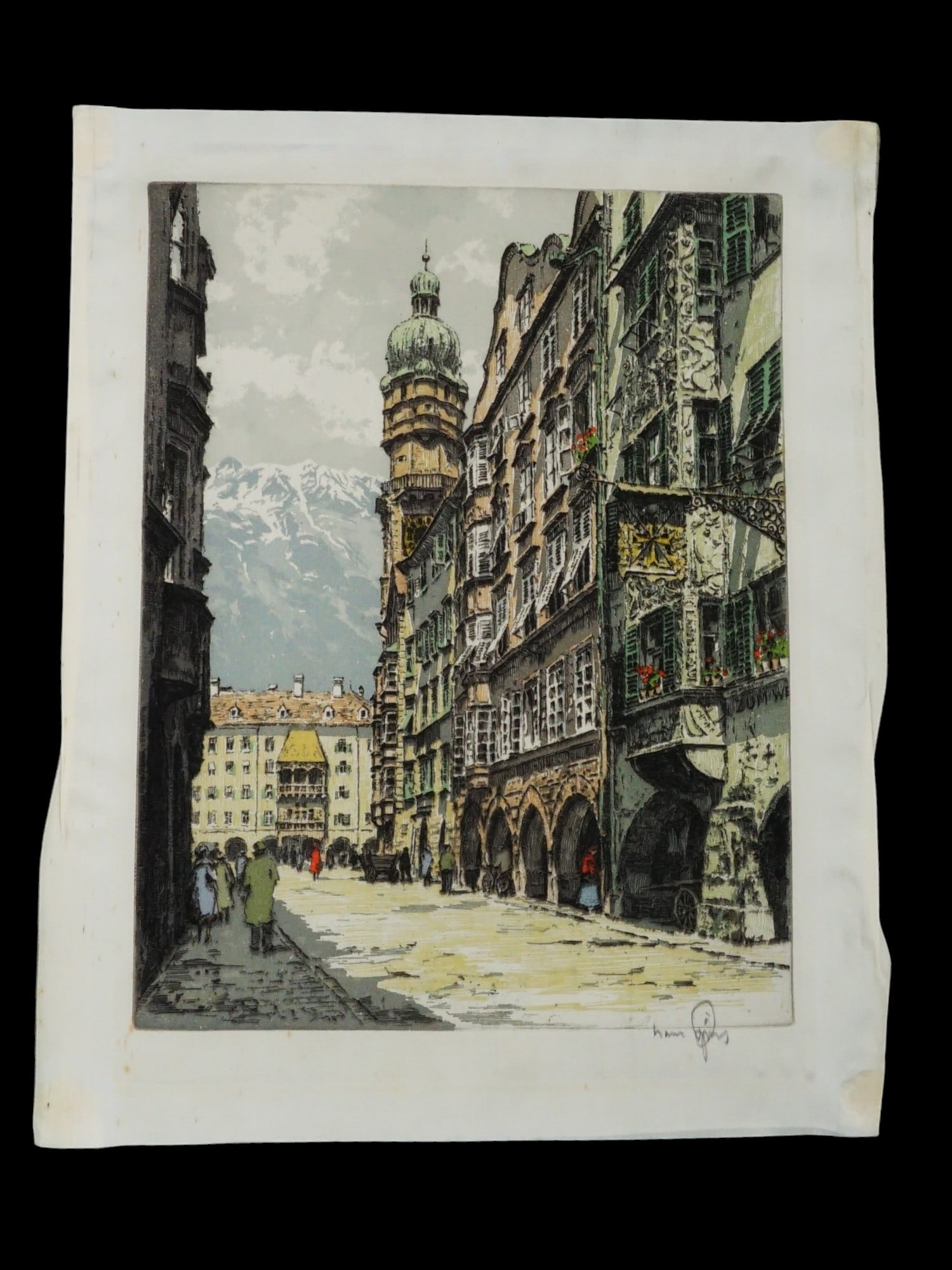 HANS FIGURA AUSTRIAN CITYSCAPE AQUATINT SILK ETCHING (1 of 3)