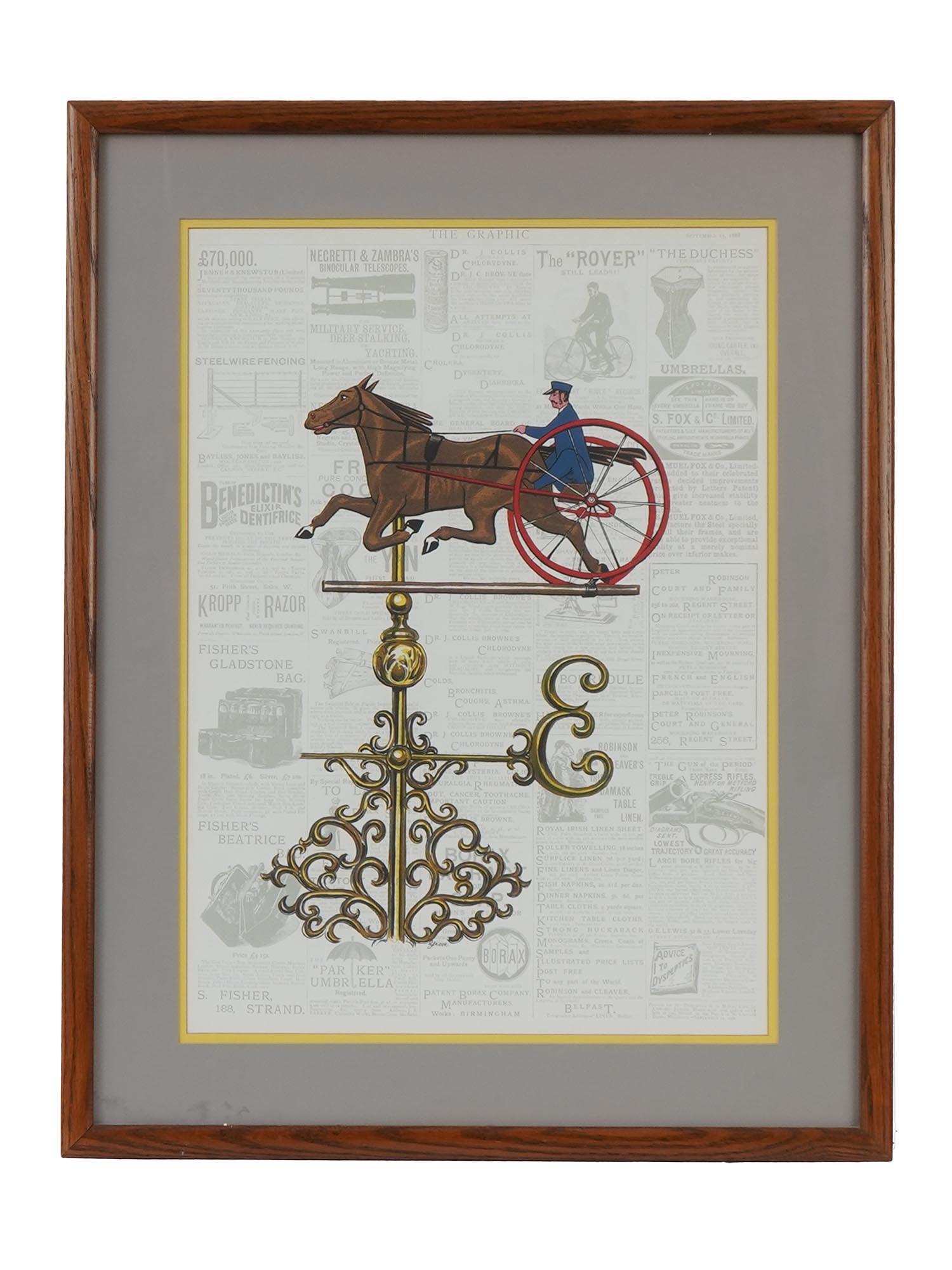 HAND COLORED LITHOGRAPH AFTER DAVID GROSE FRAMED. (1 of 4)