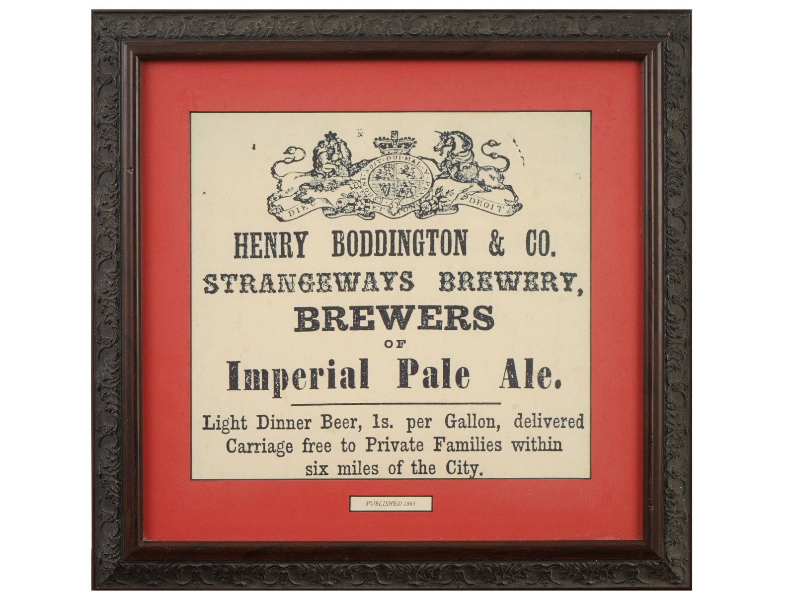 1863 ADVERTISEMENT HENRY BODDINGTON STRANGEWAYS BREWERY (1 of 4)