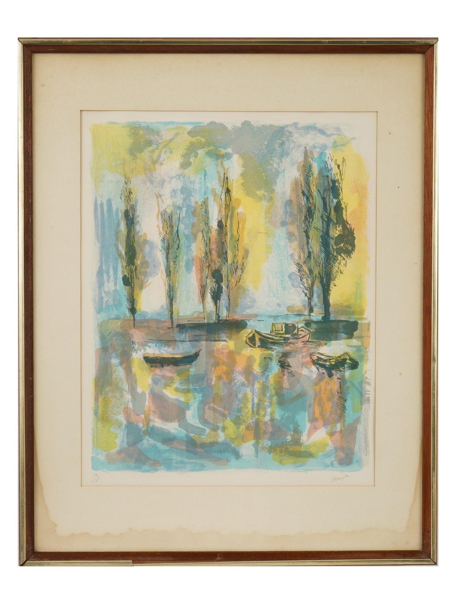 JEAN MARZELLE FRENCH LITHOGRAPH VIEW OF THE BOATS (1 of 6)