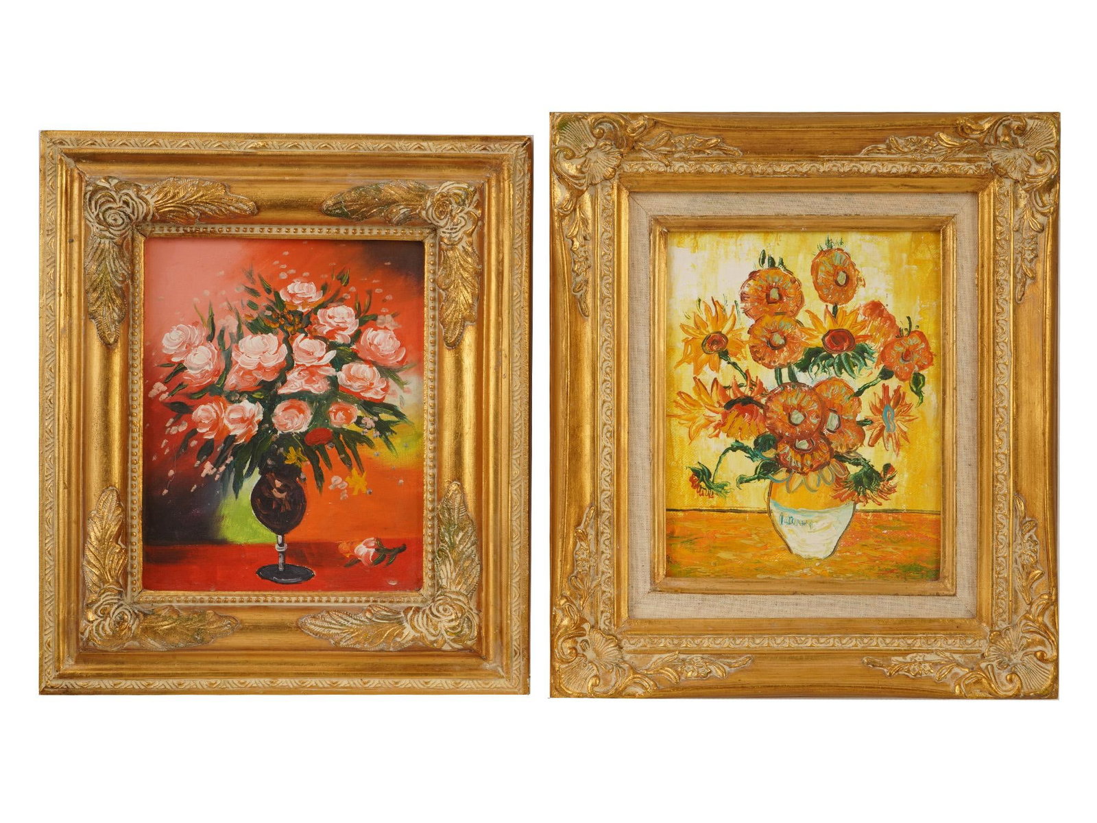 PAIR OF VINTAGE FLORAL STILL LIFE OIL PAINTINGS (1 of 4)