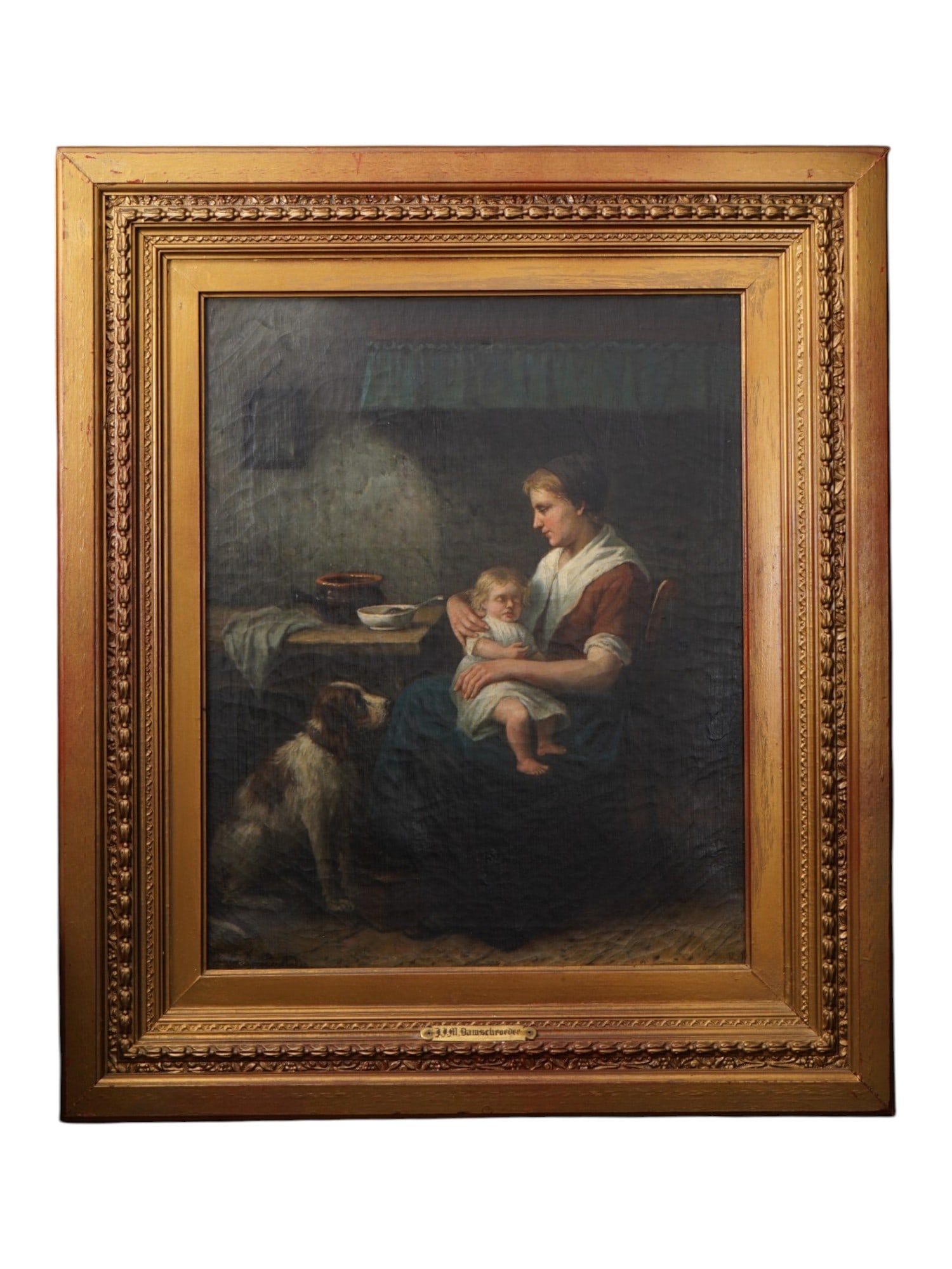 ATTR TO DAMSCHRODER DUTCH PAINTING MOTHER AND CHILD (1 of 7)