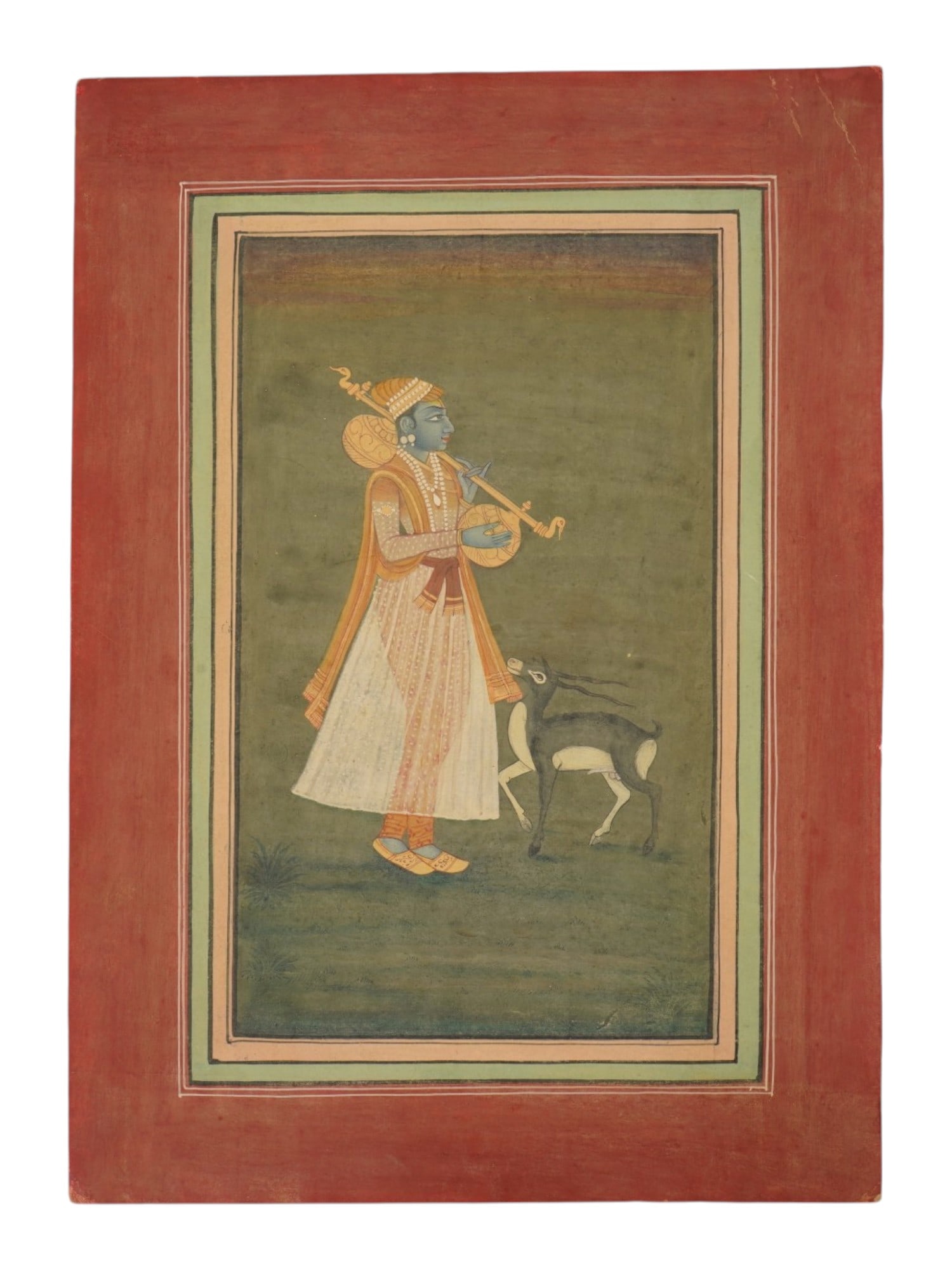 INDIAN BIKANER SCHOOL MINIATURE PAINTING OF KRISHNA (1 of 3)