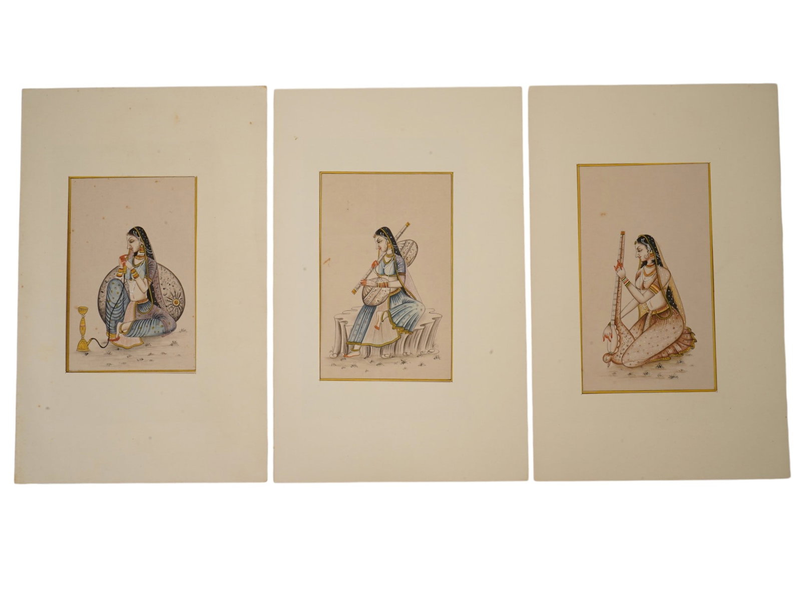 ANTIQUE INDIAN KISHANGARH SCHOOL MINIATURE PAINTINGS (1 of 8)
