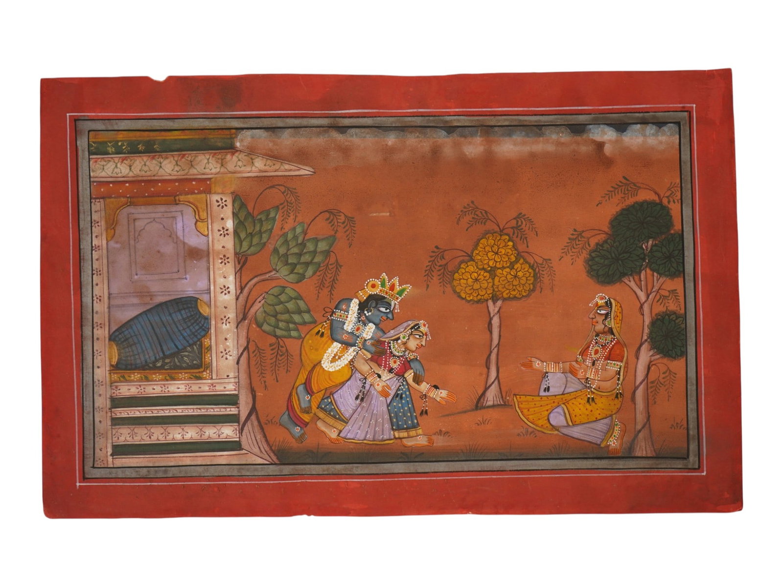 ANTIQUE INDIAN PAHARI SCHOOL MINIATURE PAINTING (1 of 3)