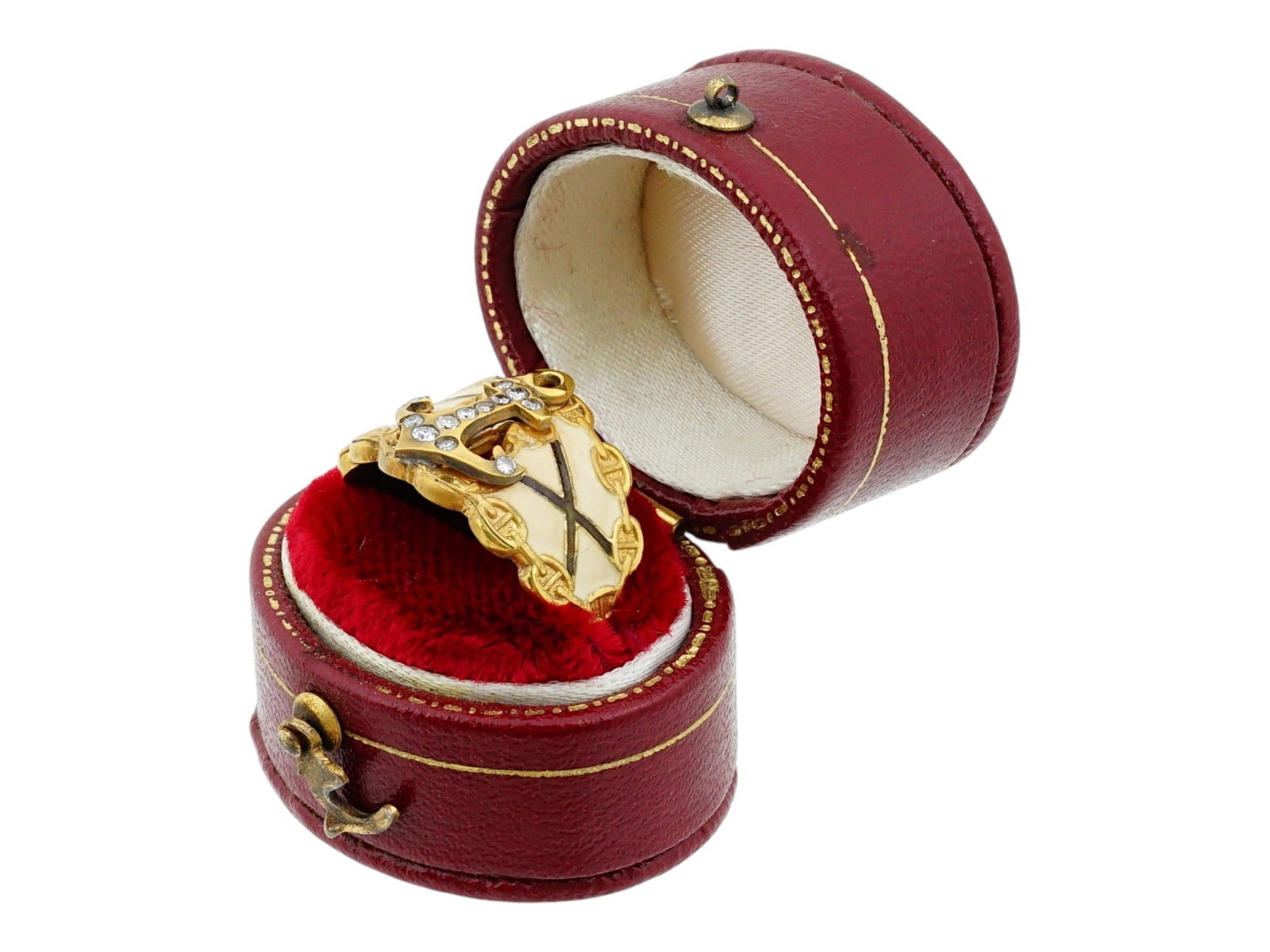 IMPERIAL RUSSIAN GILT SILVER ENAMEL NAVAL RING (1 of 9)