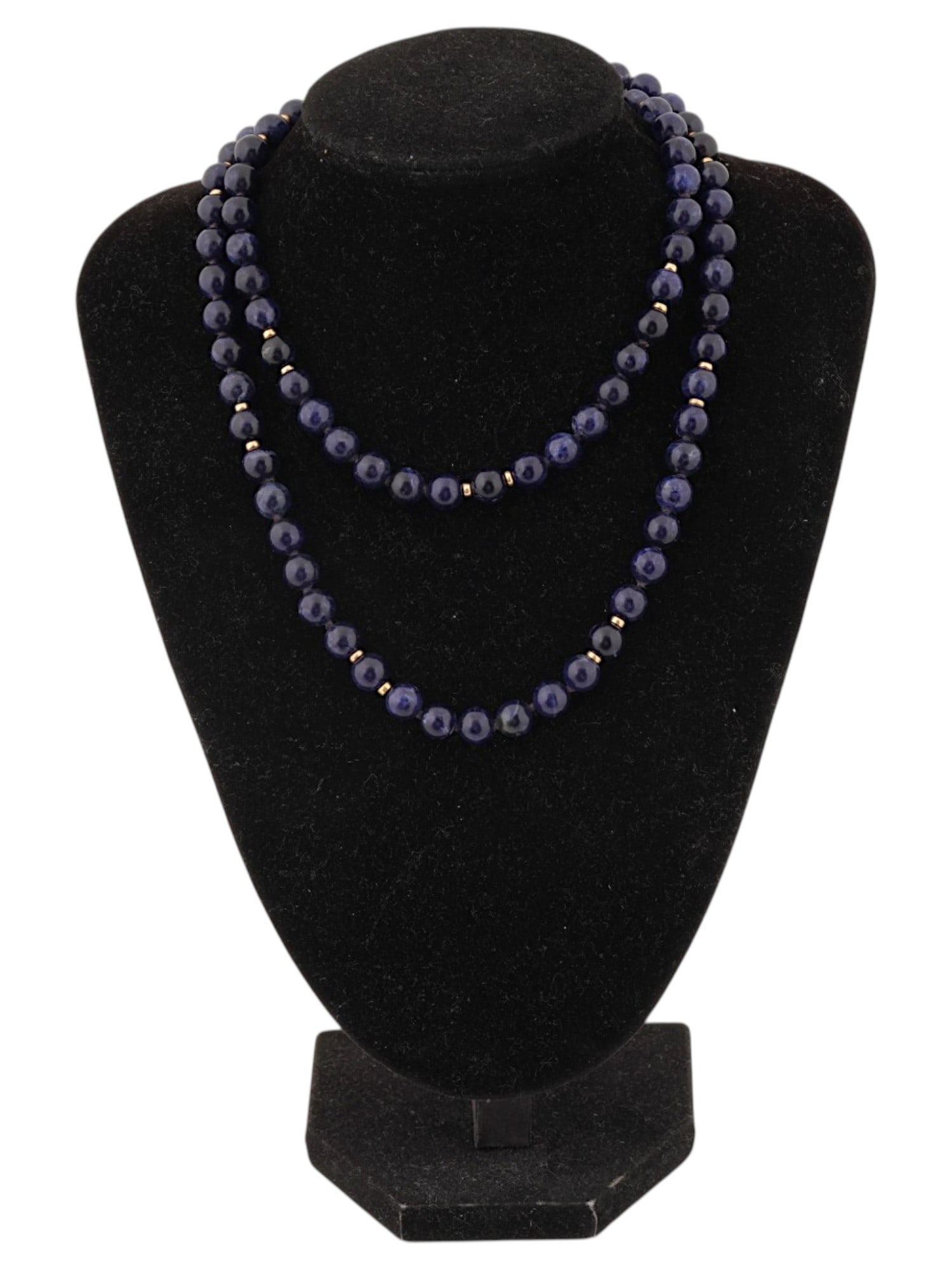 VINTAGE LAPIS LAZULI AND GOLD BEADED NECKLACE (1 of 4)
