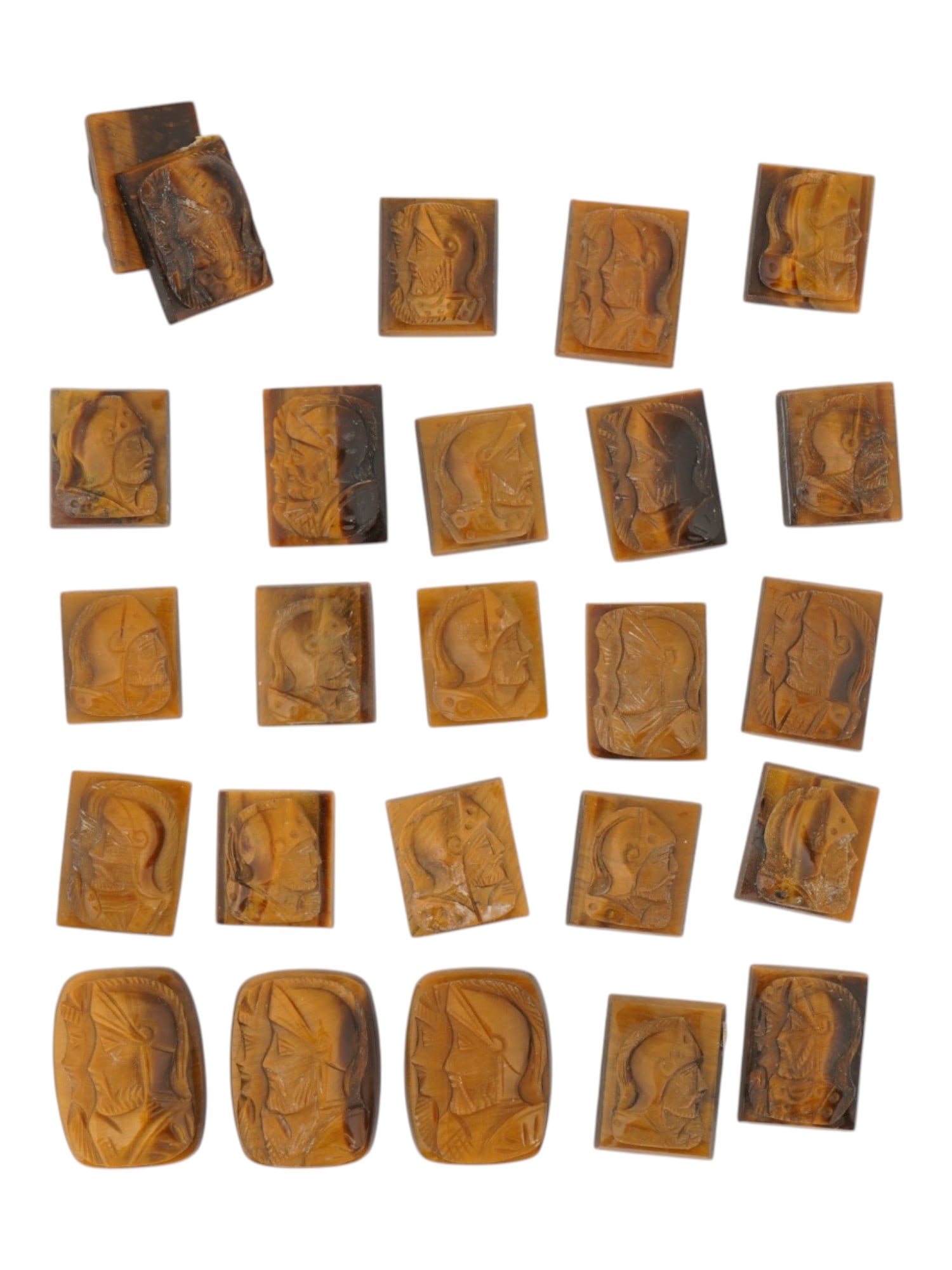 COLLECTION OF PORTRAIT CARVED TIGERS EYE CAMEOS (1 of 4)