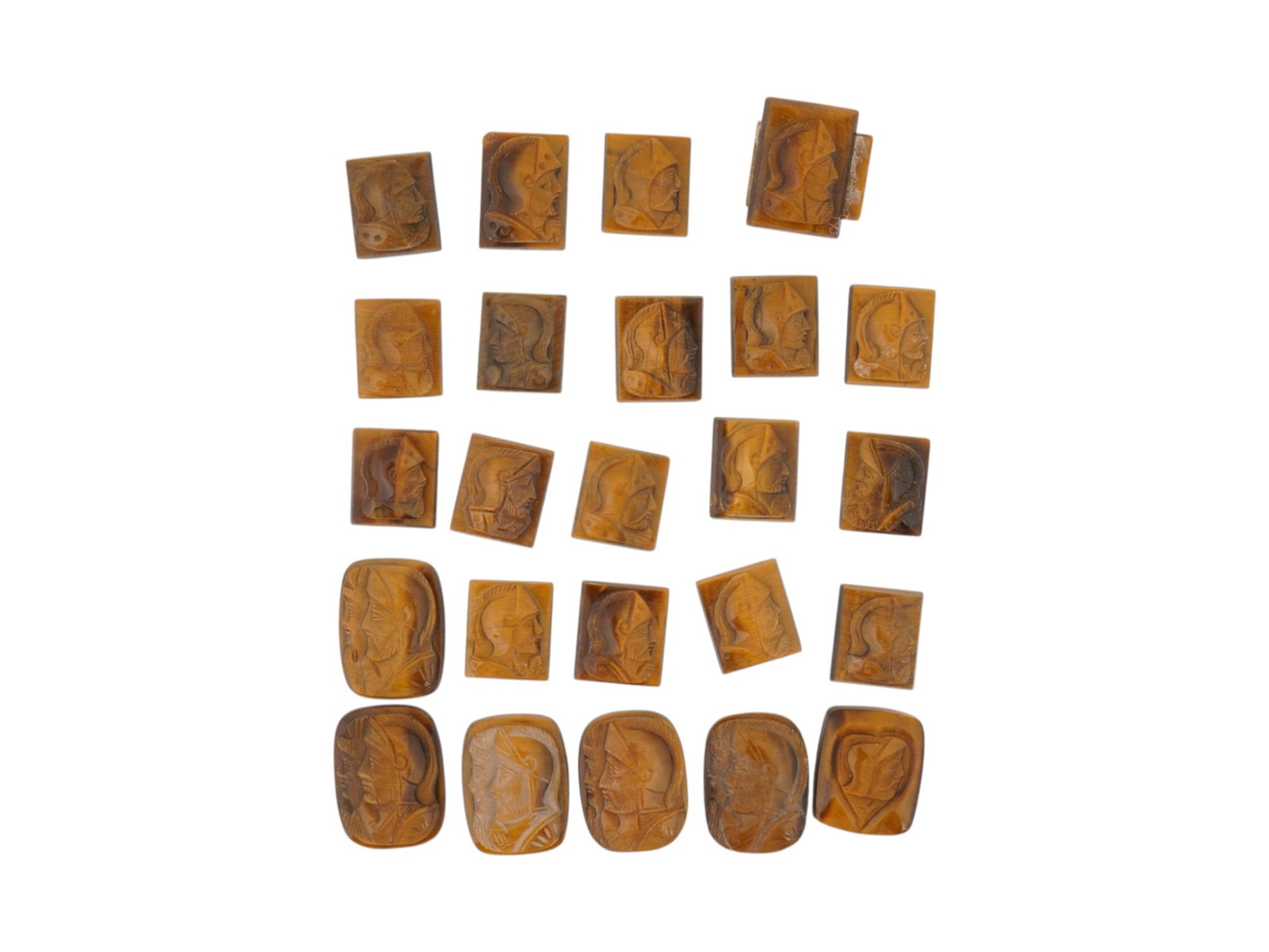 COLLECTION OF PORTRAIT CARVED TIGERS EYE CAMEOS (1 of 4)