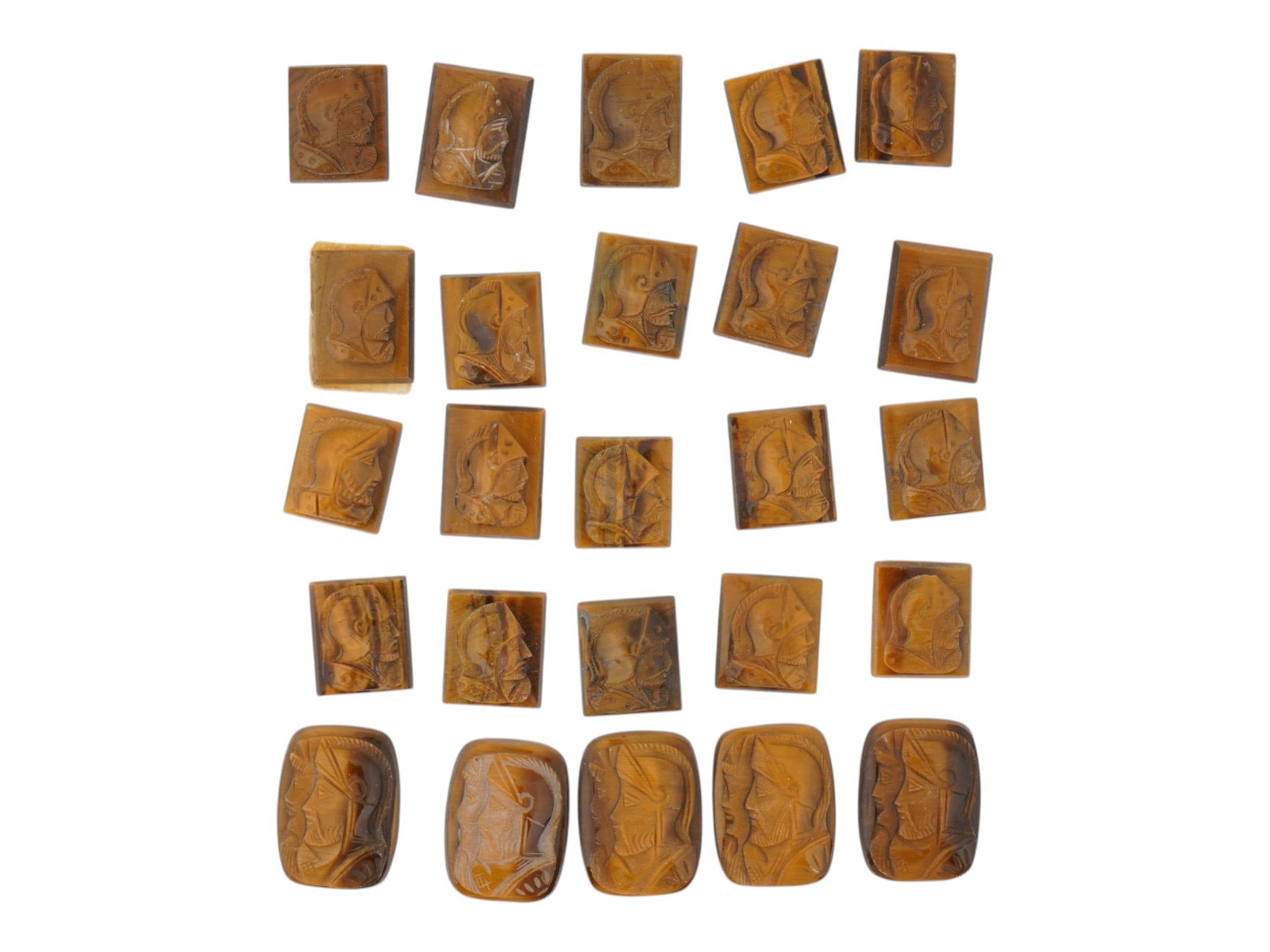 COLLECTION OF PORTRAIT CARVED TIGERS EYE CAMEOS (1 of 3)