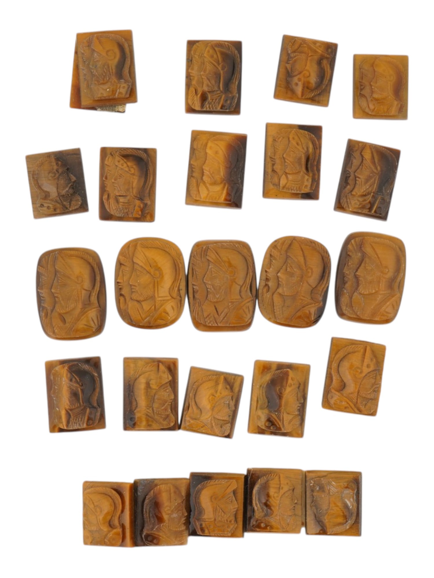 COLLECTION OF PORTRAIT CARVED TIGERS EYE CAMEOS (1 of 4)