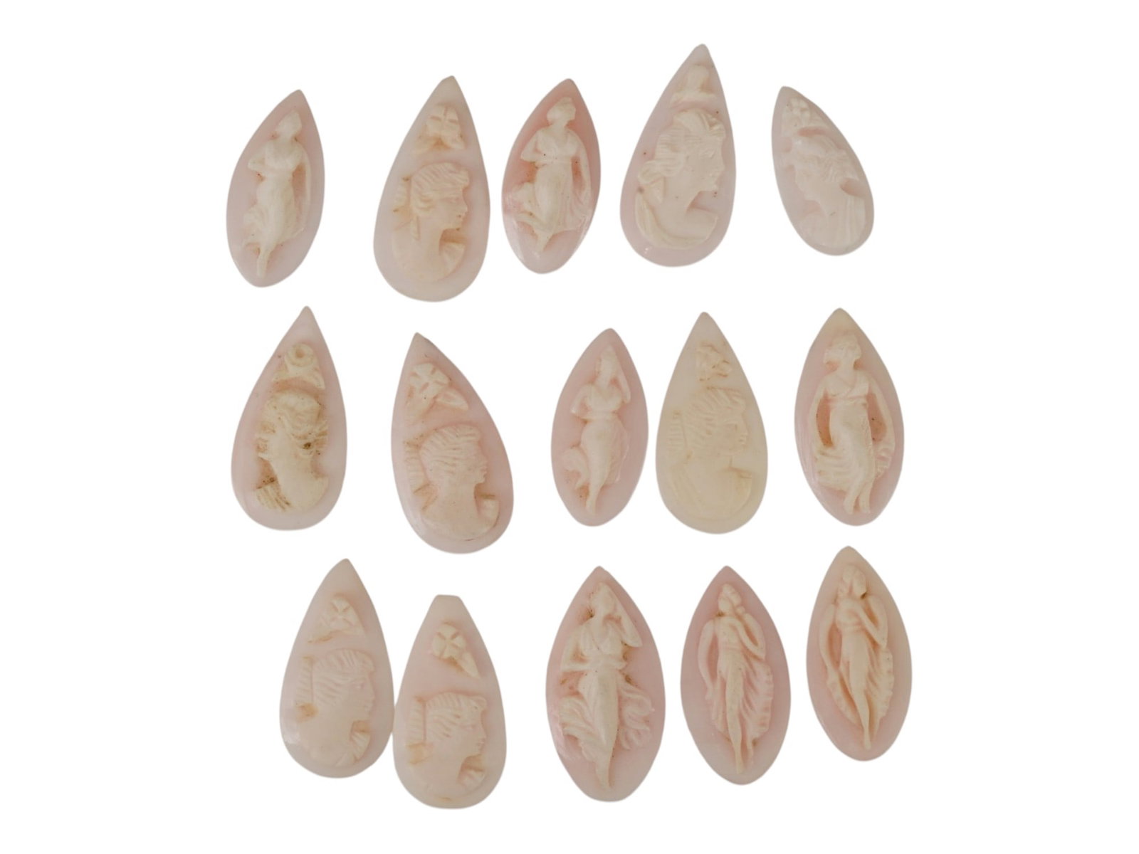 COLLECTION OF VINTAGE HAND CARVED CONCH SHELL CAMEOS (1 of 3)