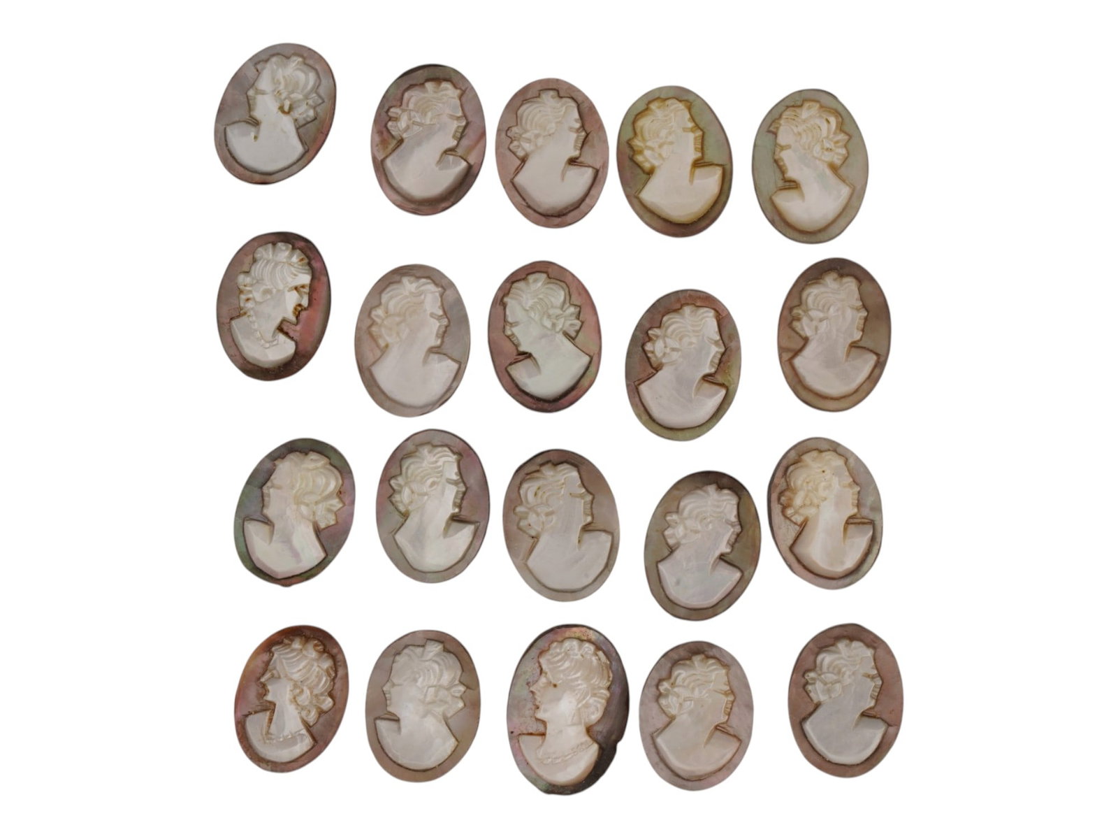 COLLECTION OF 20 VINTAGE NATURAL CONCH SHELL CAMEOS (1 of 3)