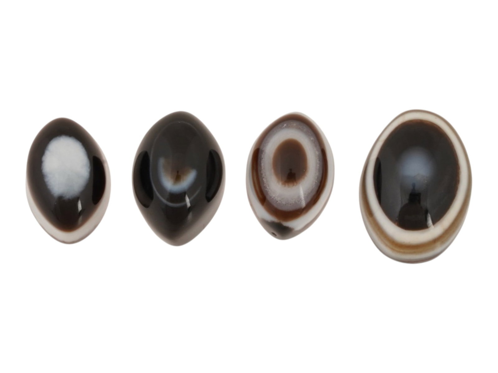 LOT OF NATURAL BULLSEYE BANDED AGATE CABOCHONS (1 of 4)