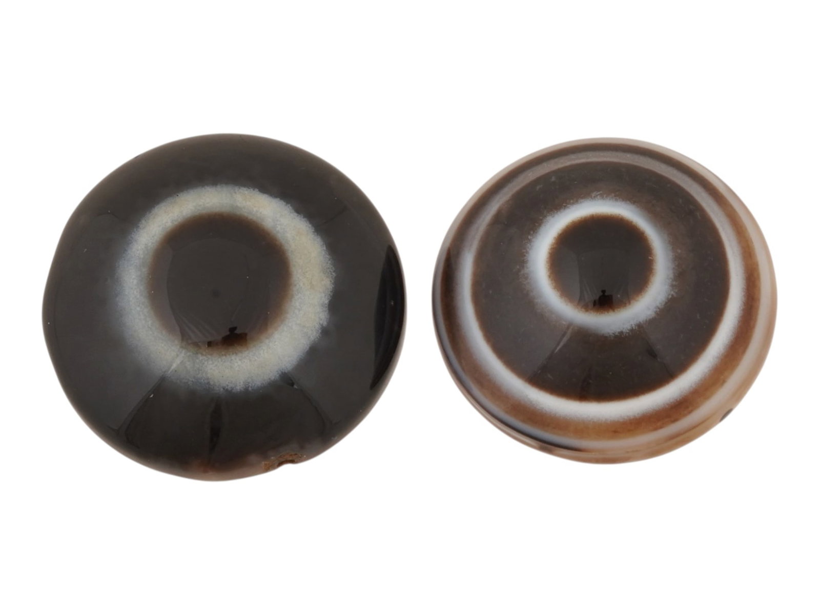 PAIR OF NATURAL BULLSEYE BANDED AGATE CABOCHONS (1 of 4)