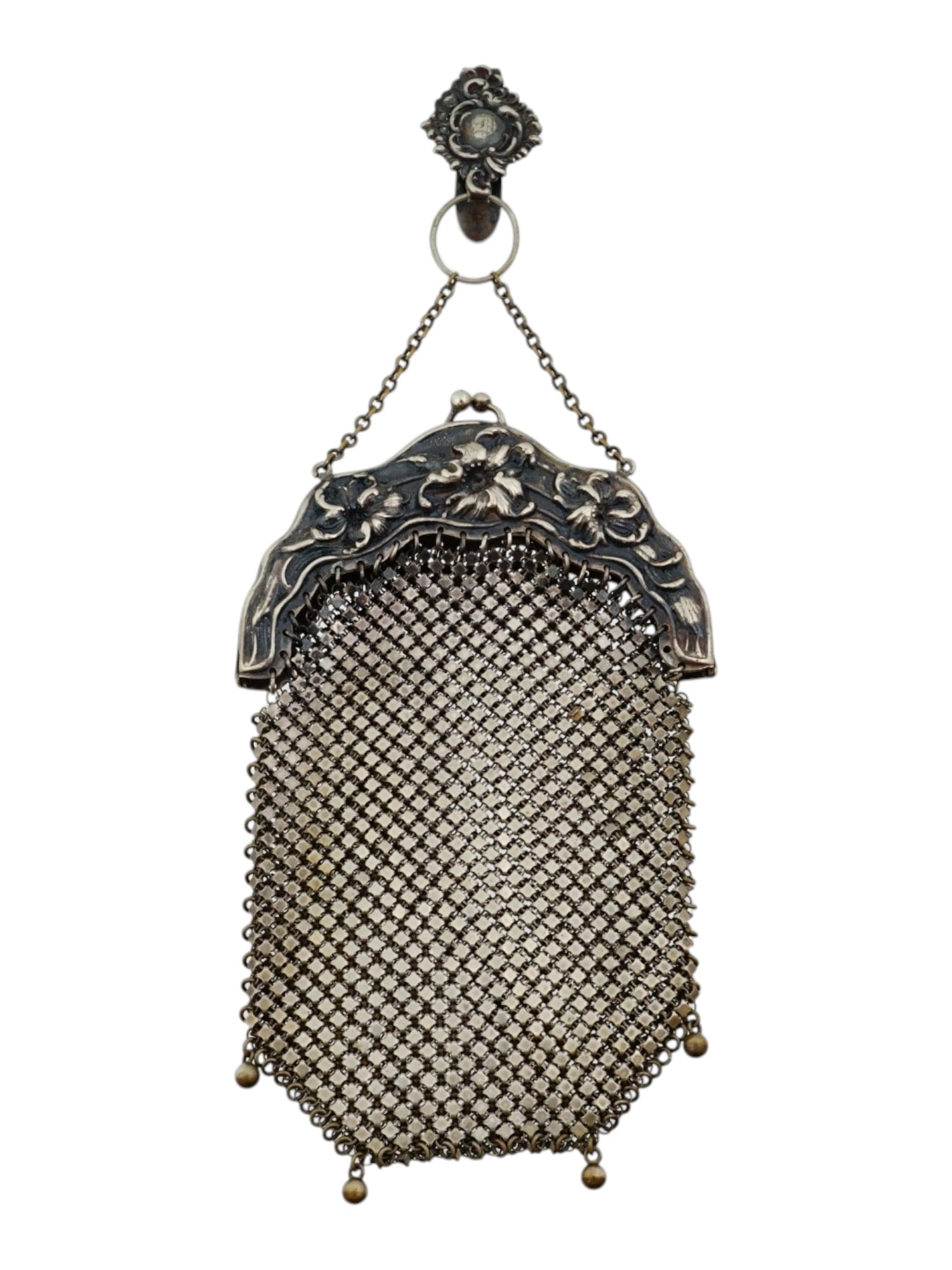 ANTIQUE GERMAN SILVER MESH CLUTCH PURSE WITH MONOGRAM (1 of 15)