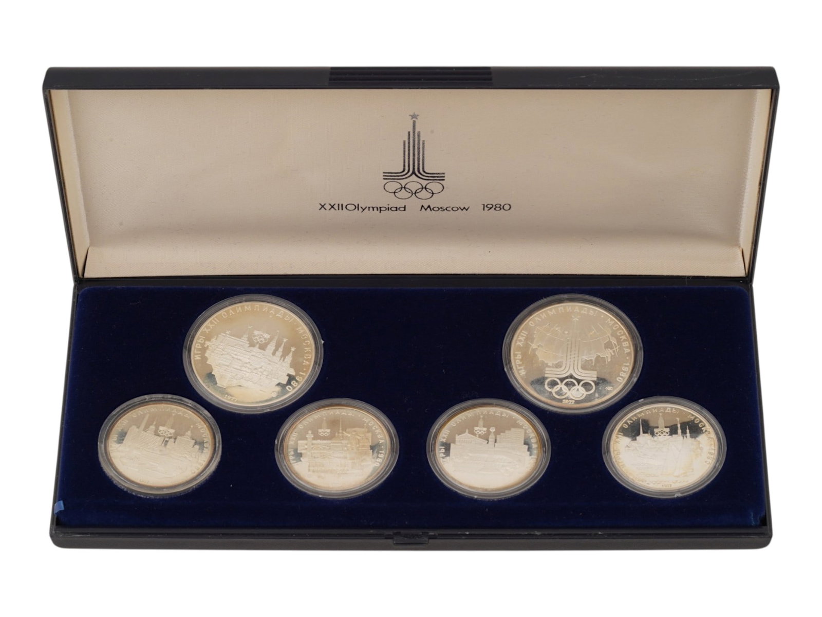 RUSSIAN SOVIET XXII OLYMPIC GAMES 1977 SILVER COINS SET (1 of 6)