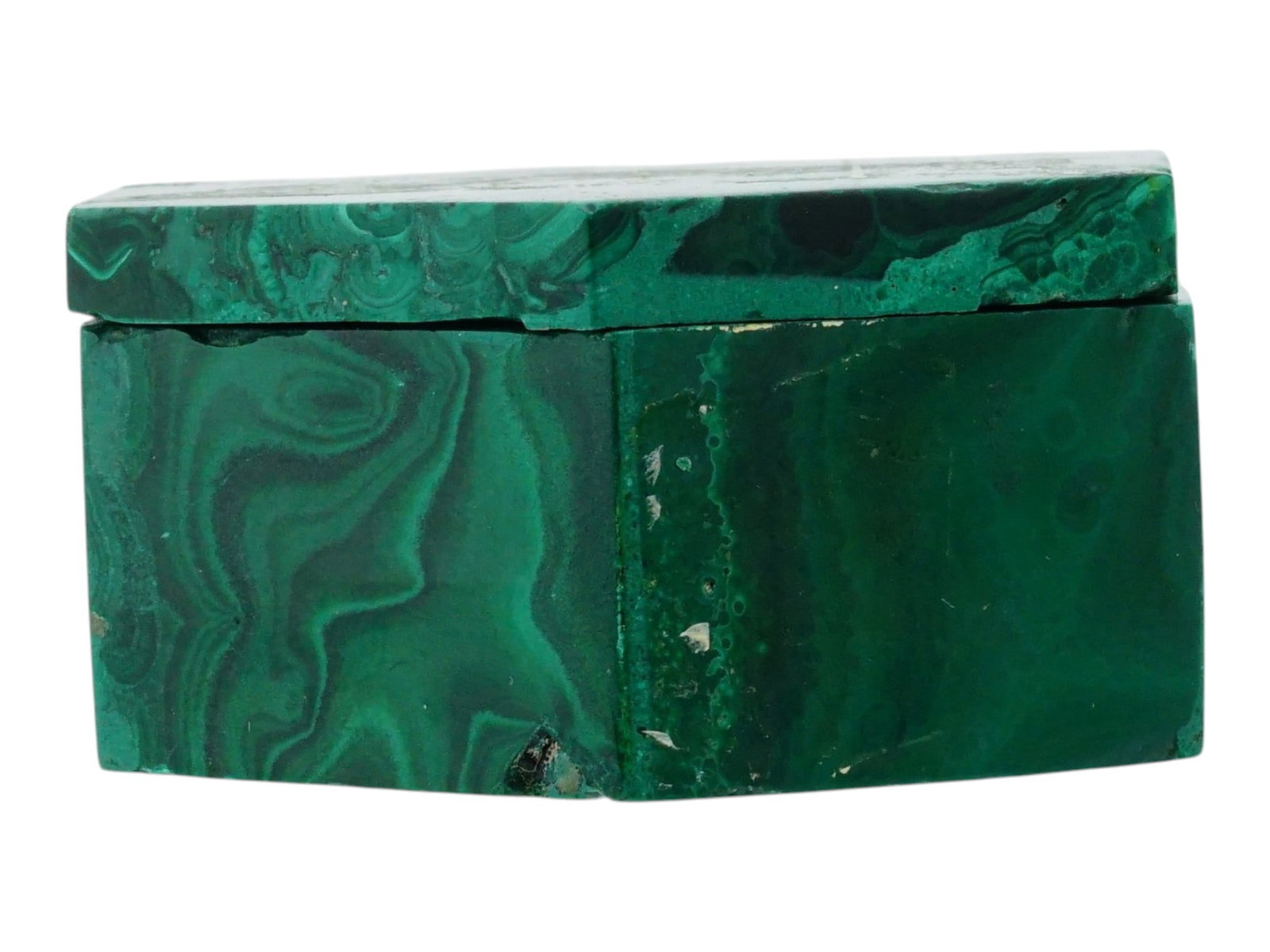 HEXAGONAL SHAPED COVERED MALACHITE STONE PILL BOX - 4