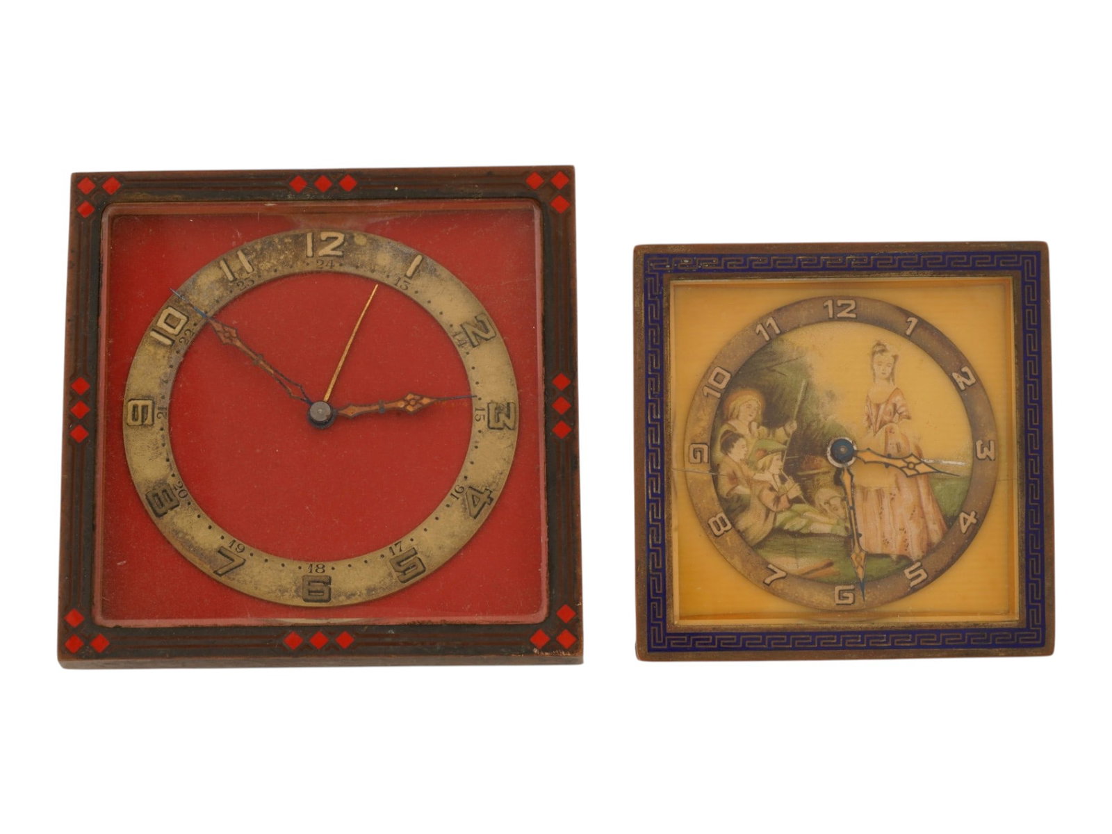 TWO VINTAGE ART DECO MECHANICAL DESK CLOCKS (1 of 10)