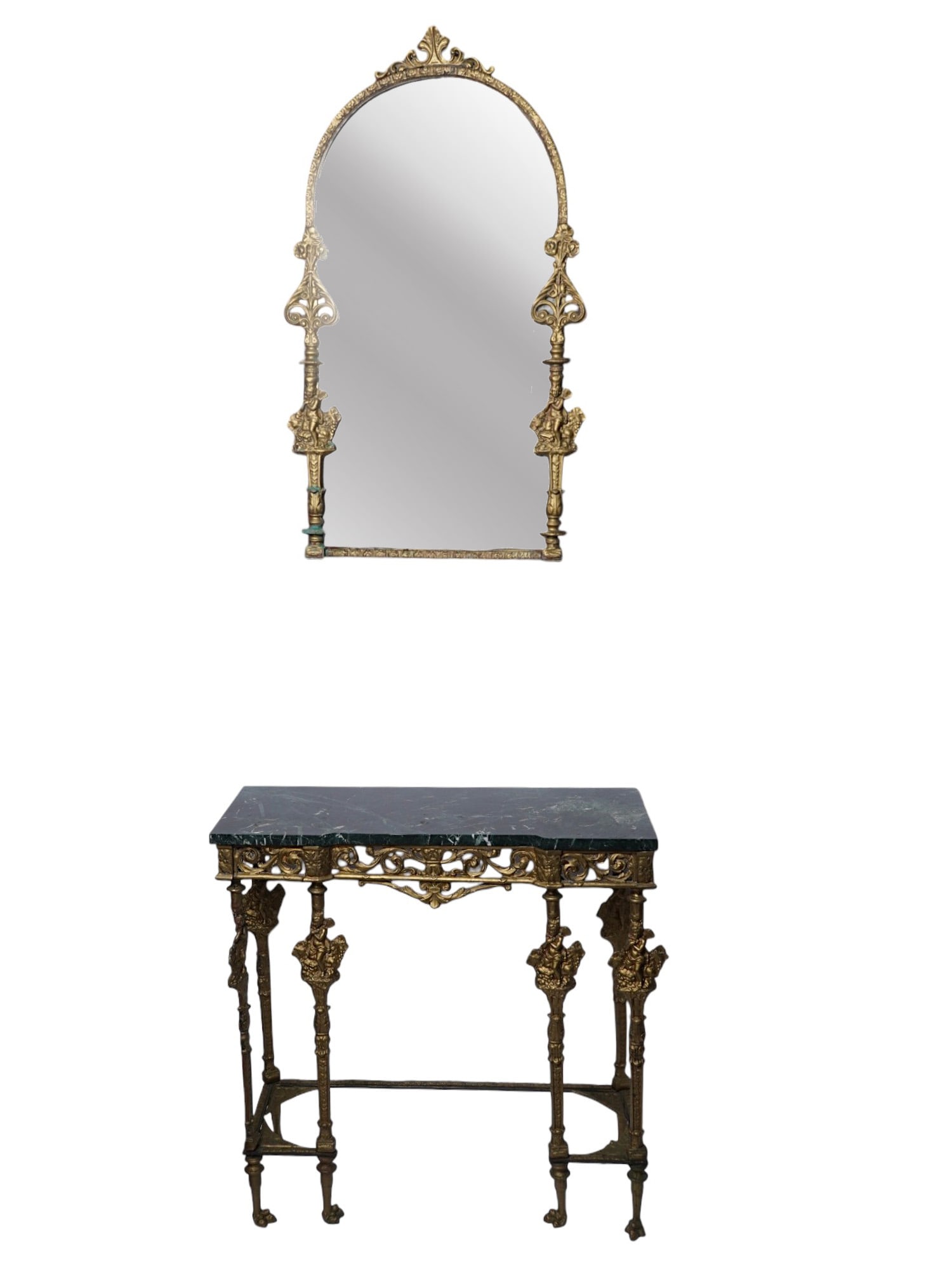 ANTIQUE CONSOLE TABLE WITH MARBLE TOP AND MIRROR (1 of 7)