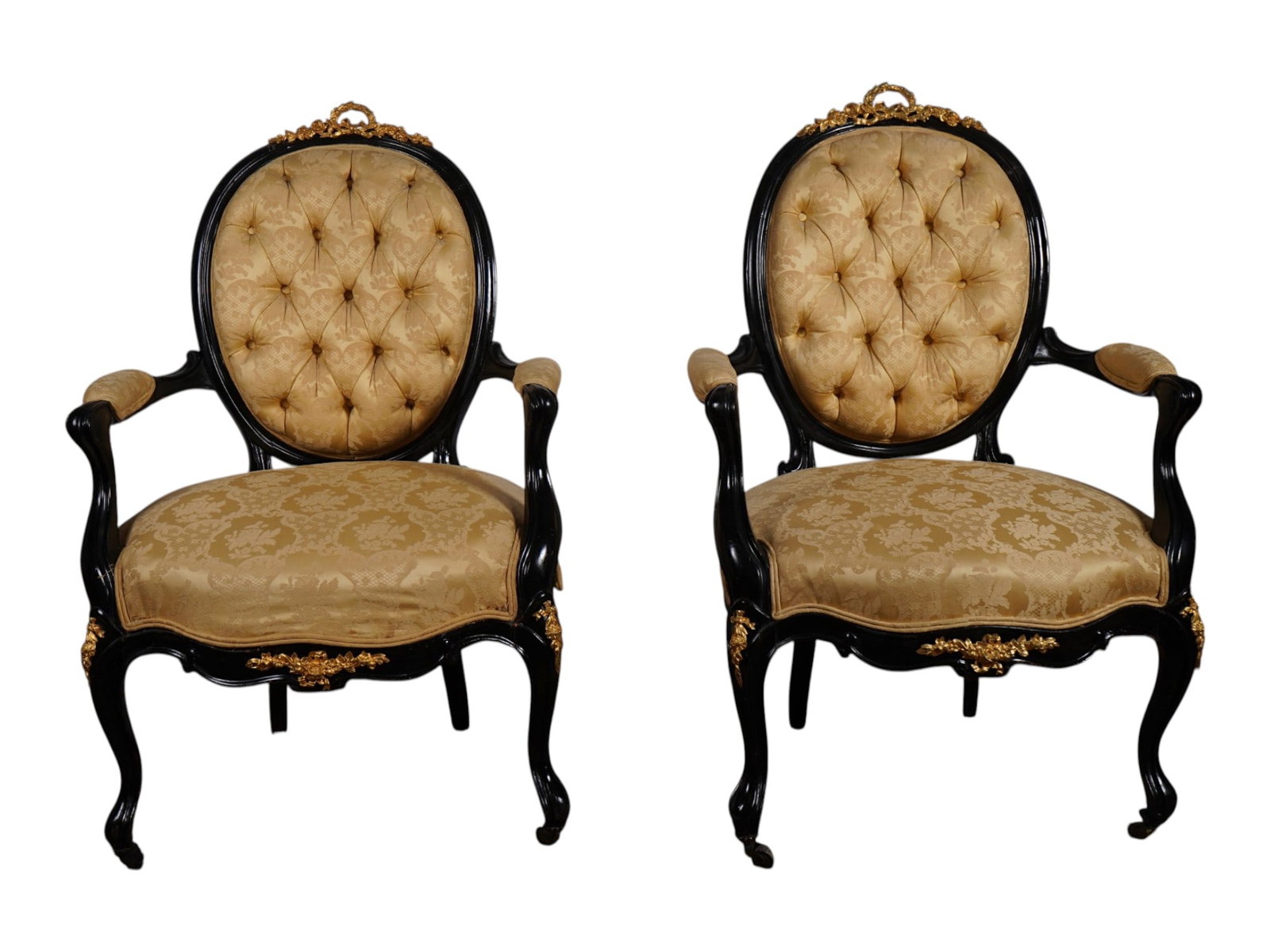 PAIR OF LOUIS XV STYLE UPHOLSTERED CARVED WOOD CHAIRS (1 of 11)